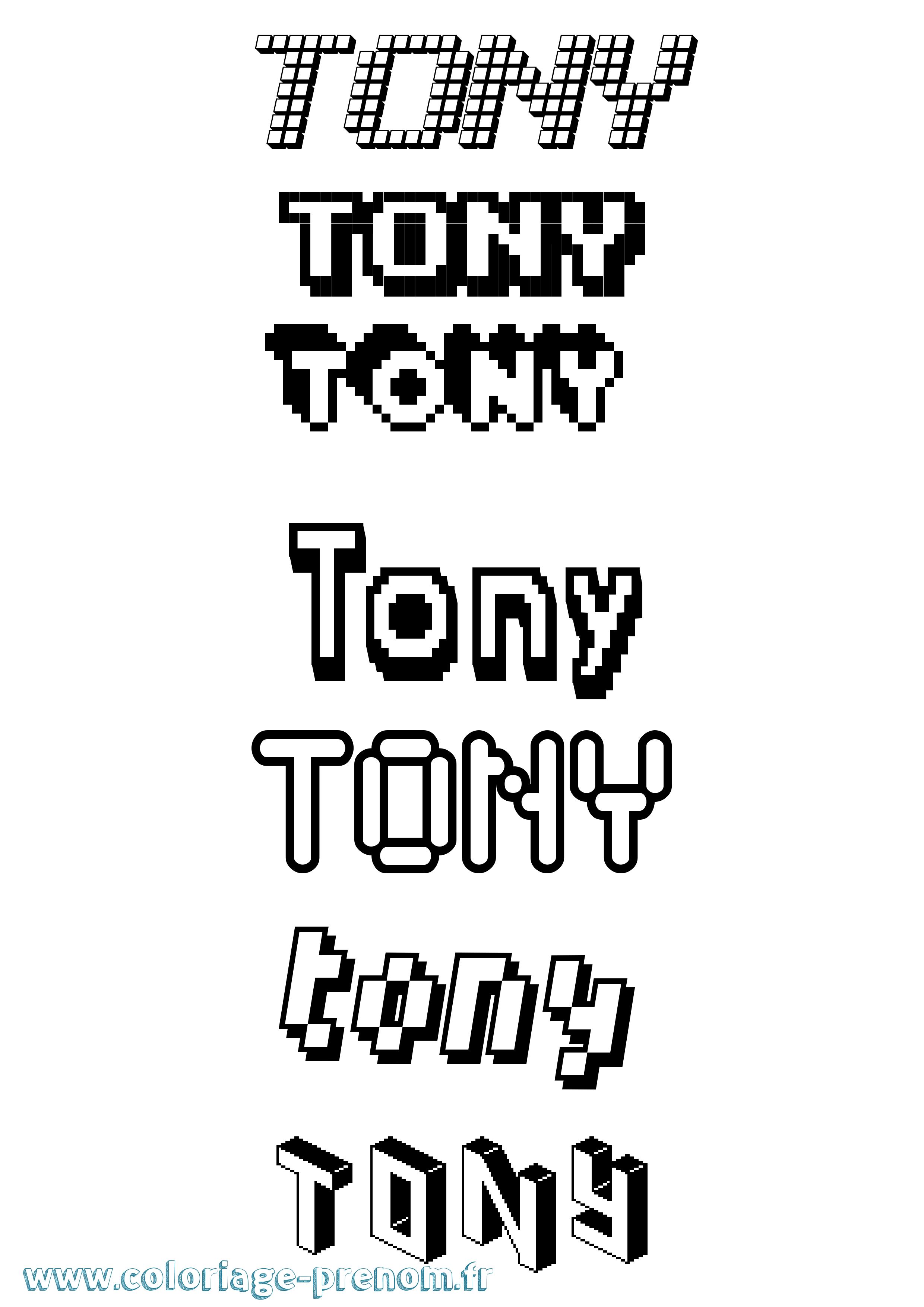 Coloriage prénom Tony Pixel