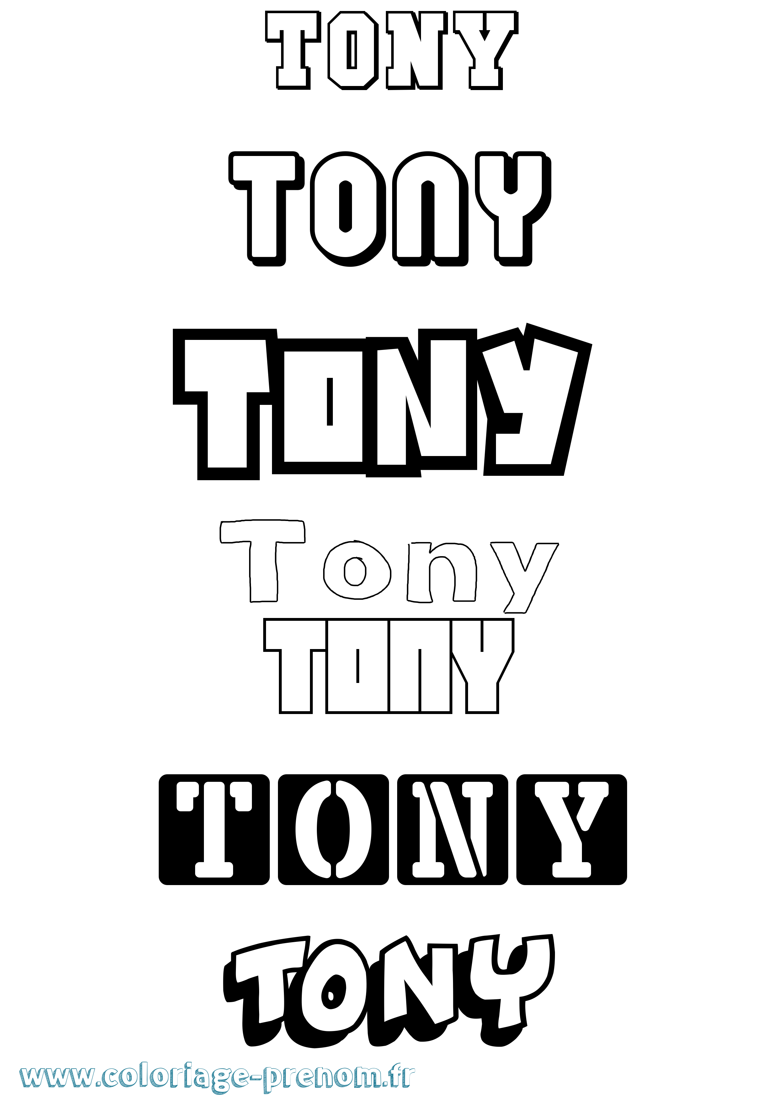 Coloriage prénom Tony Simple