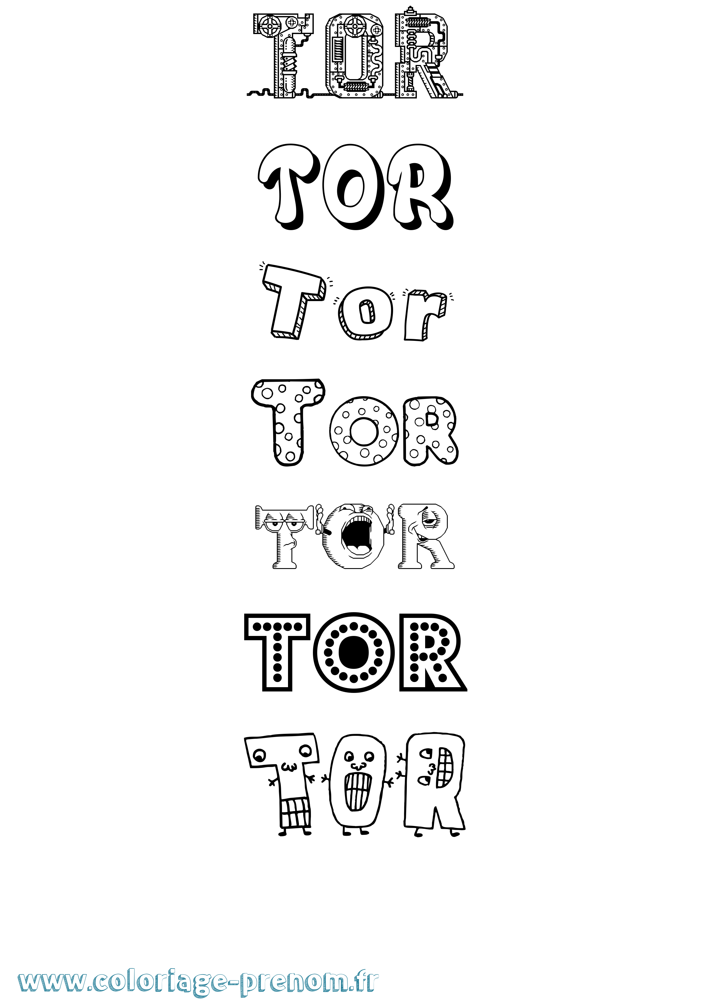 Coloriage prénom Tor Fun