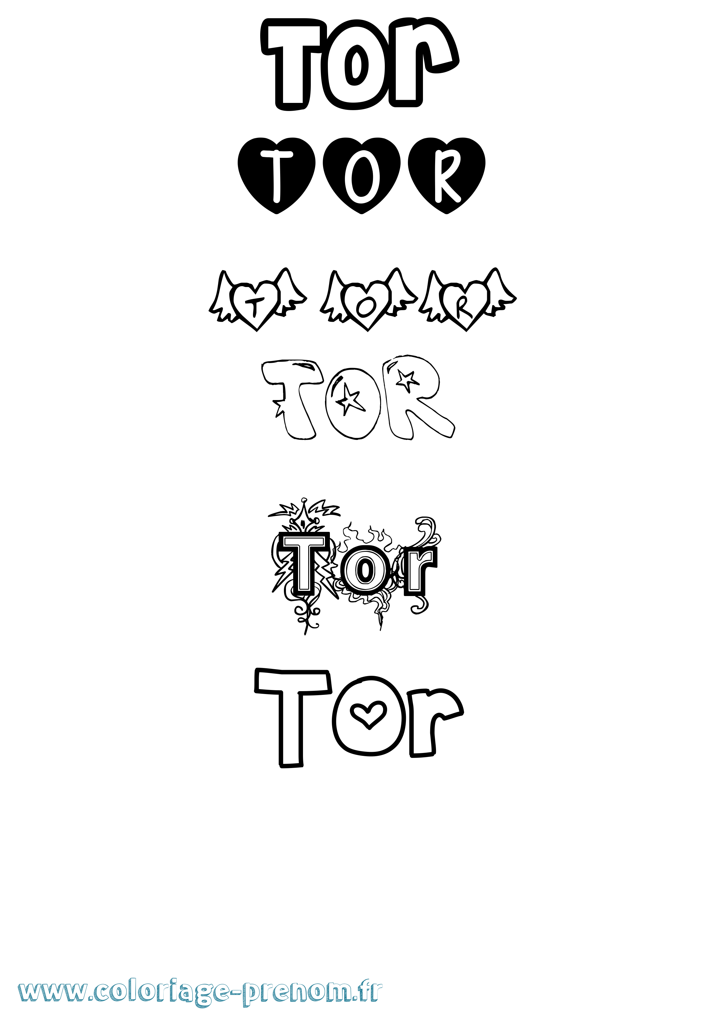 Coloriage prénom Tor Girly