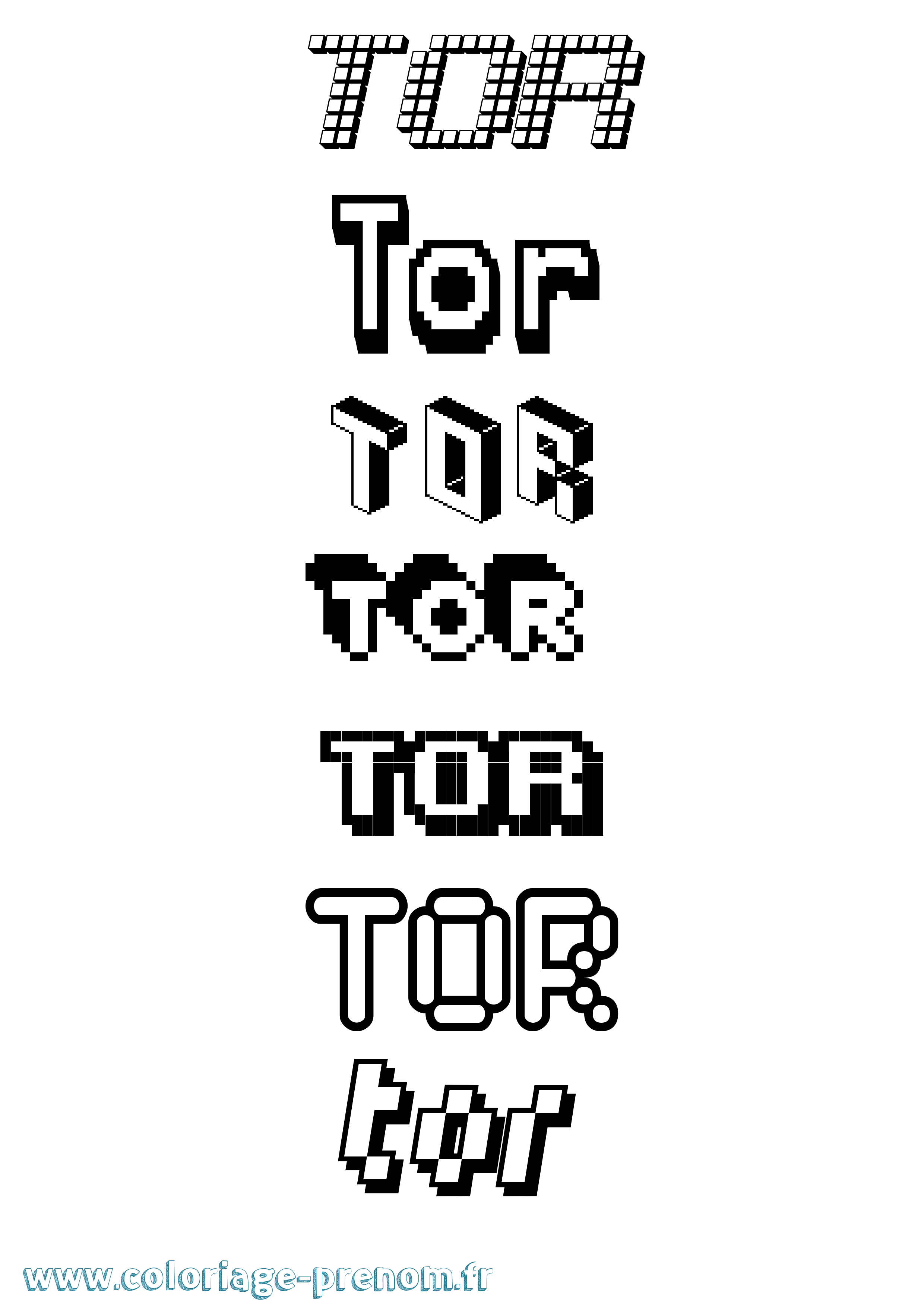 Coloriage prénom Tor Pixel
