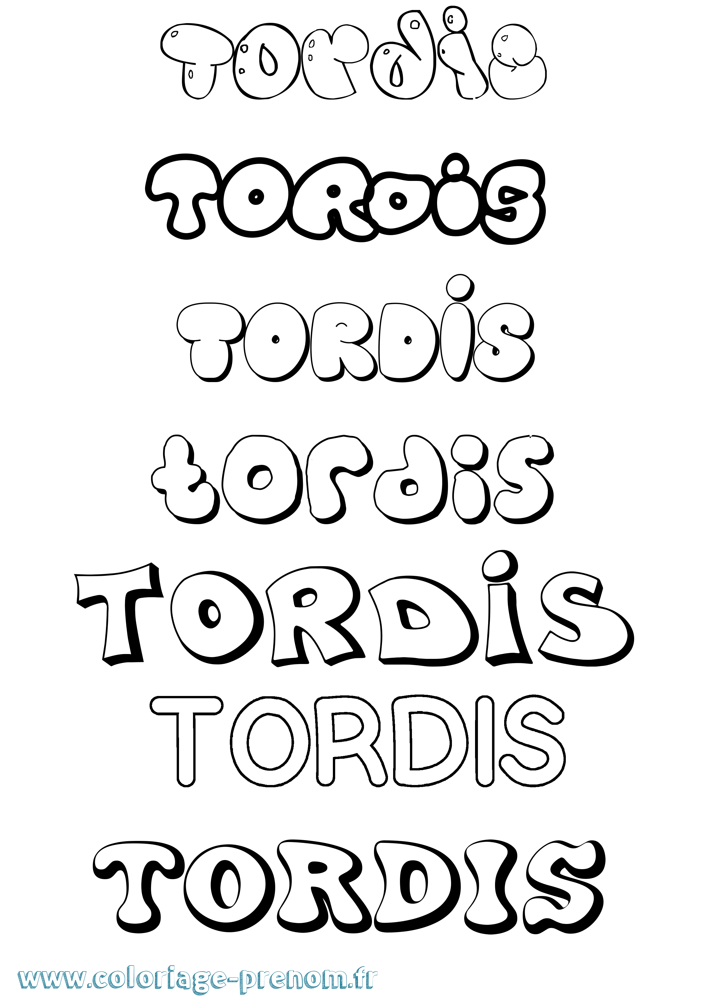 Coloriage prénom Tordis Bubble