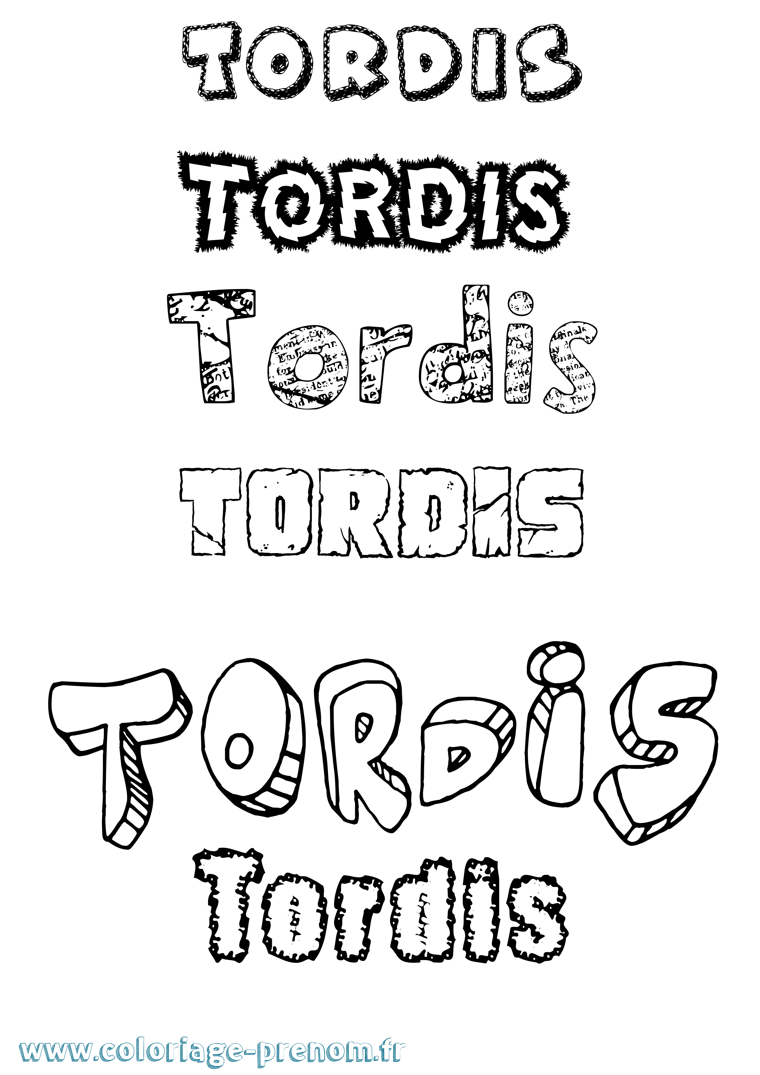 Coloriage prénom Tordis Destructuré