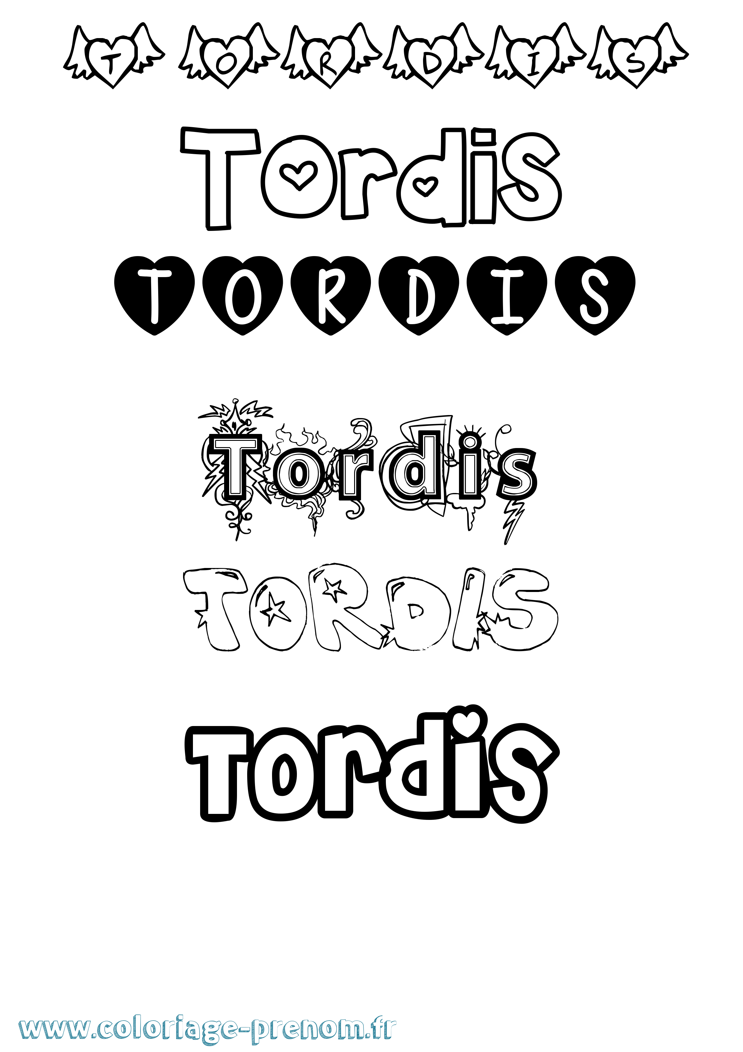 Coloriage prénom Tordis Girly
