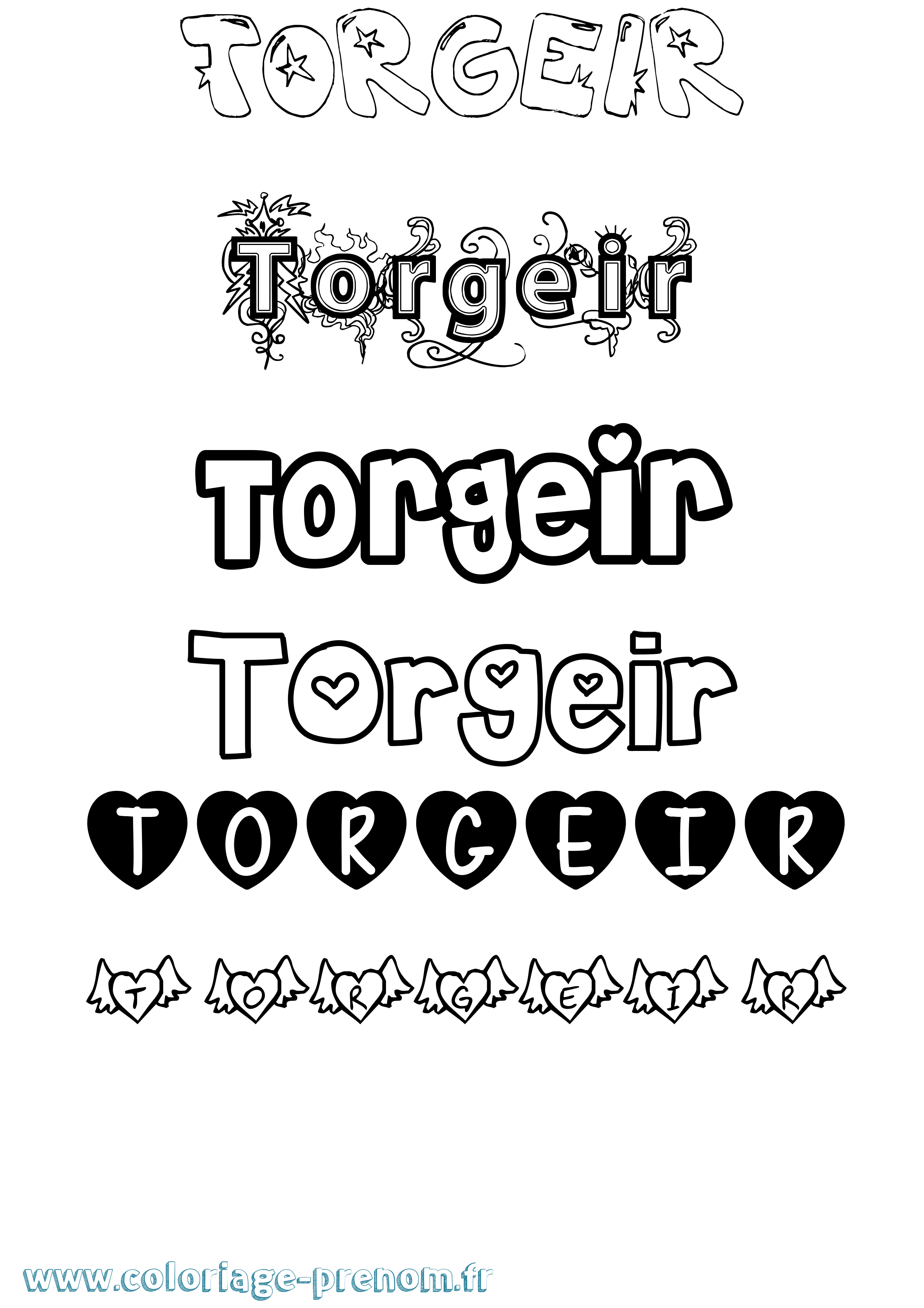 Coloriage prénom Torgeir Girly