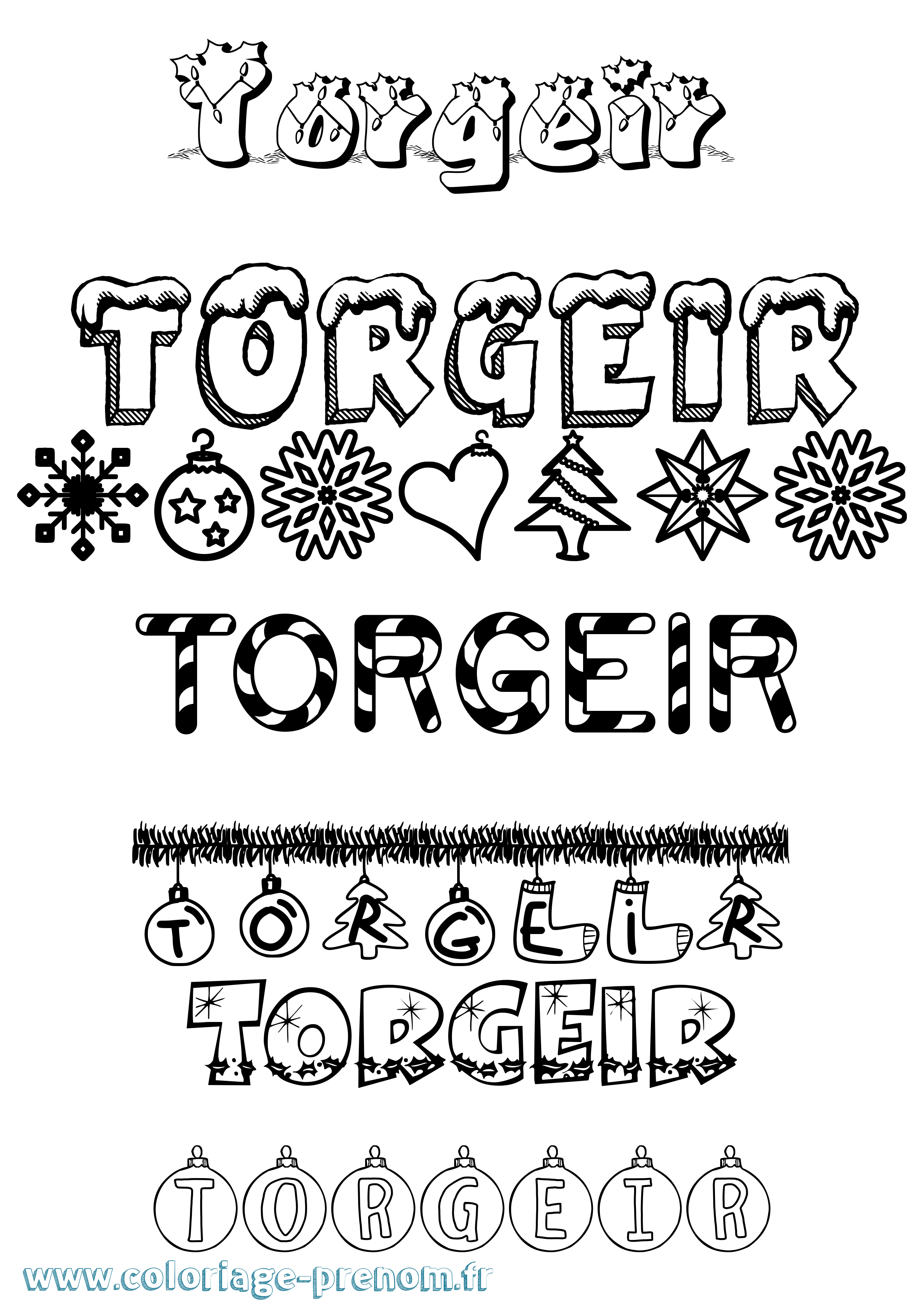 Coloriage prénom Torgeir Noël