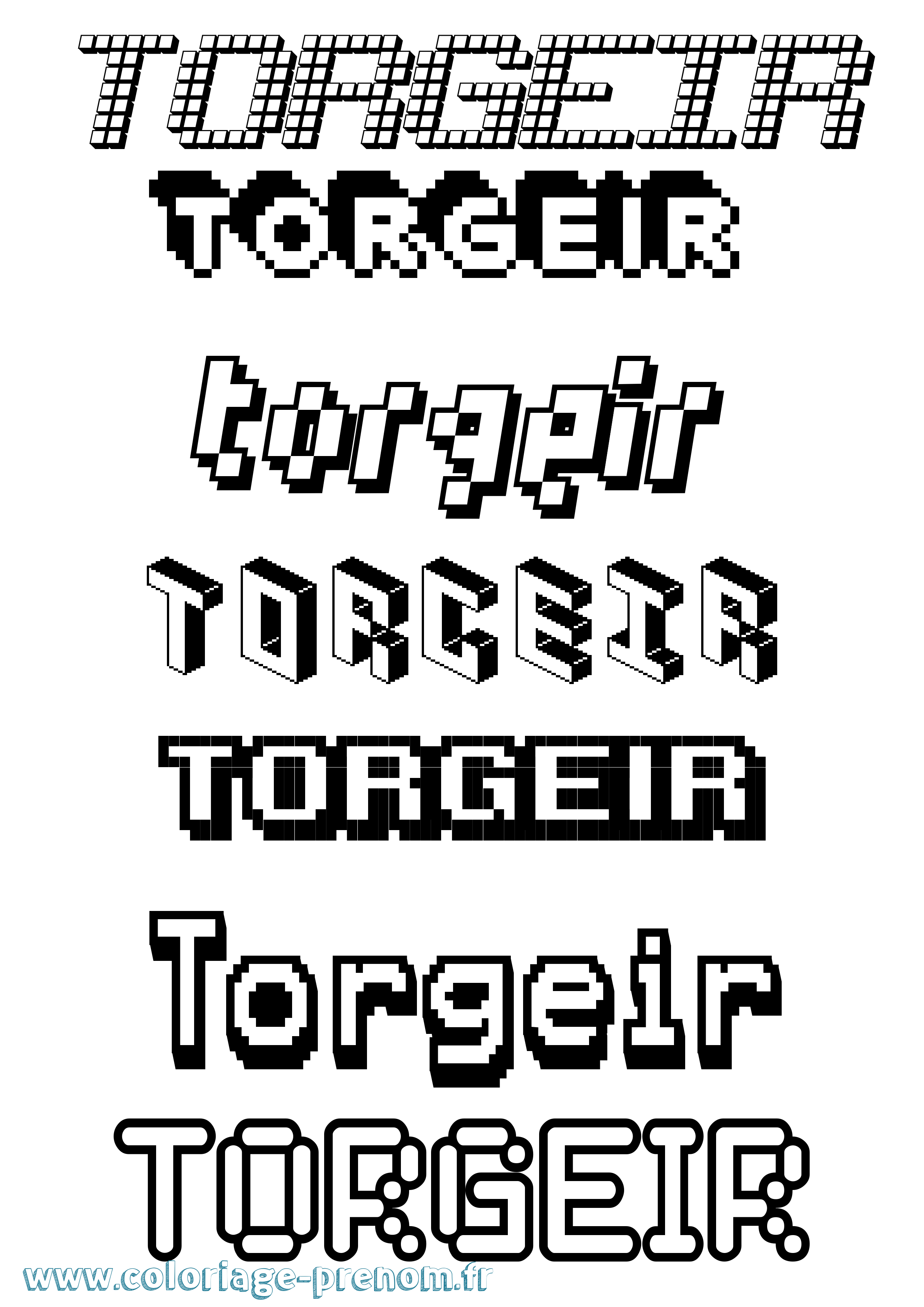 Coloriage prénom Torgeir Pixel