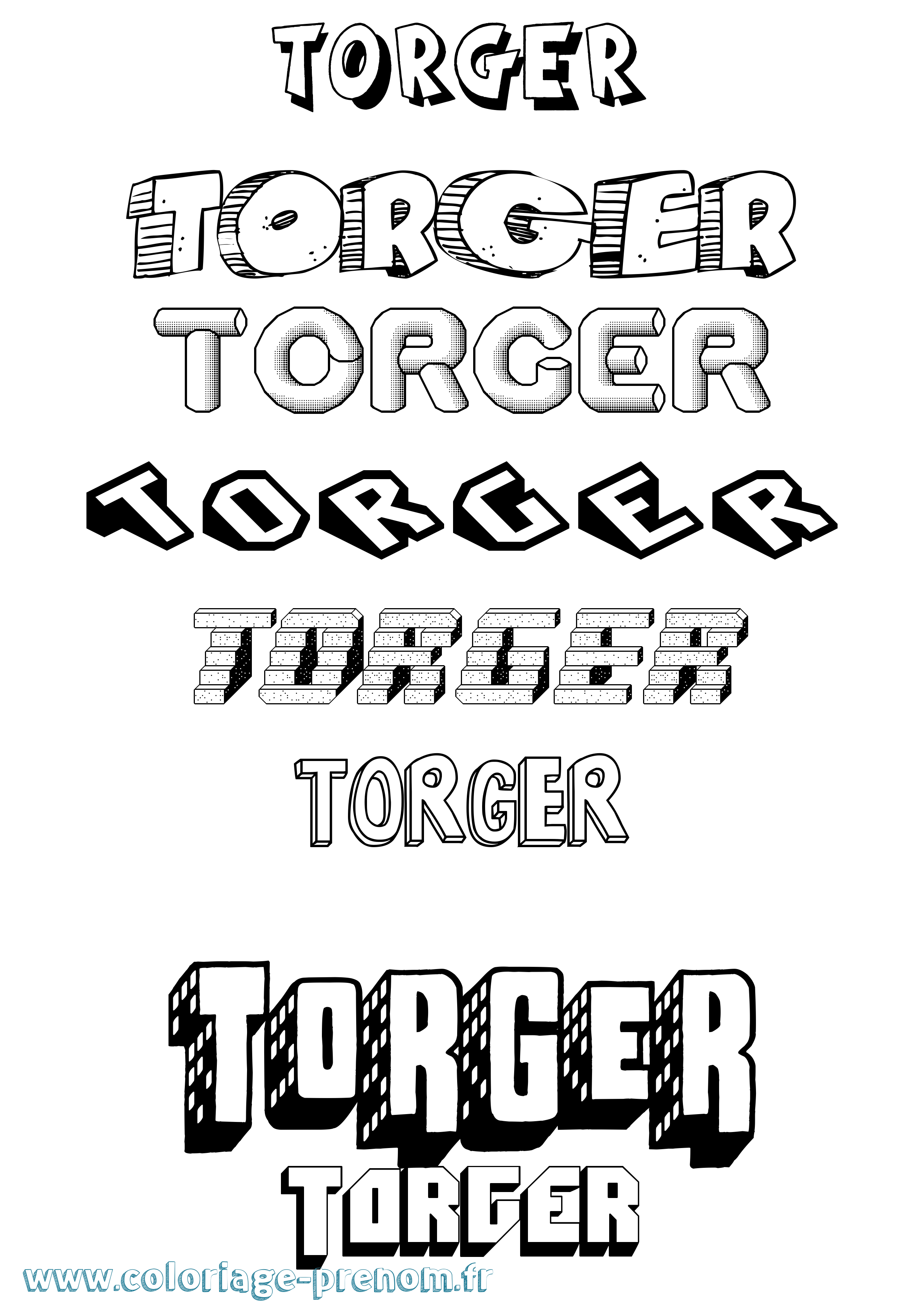 Coloriage prénom Torger Effet 3D