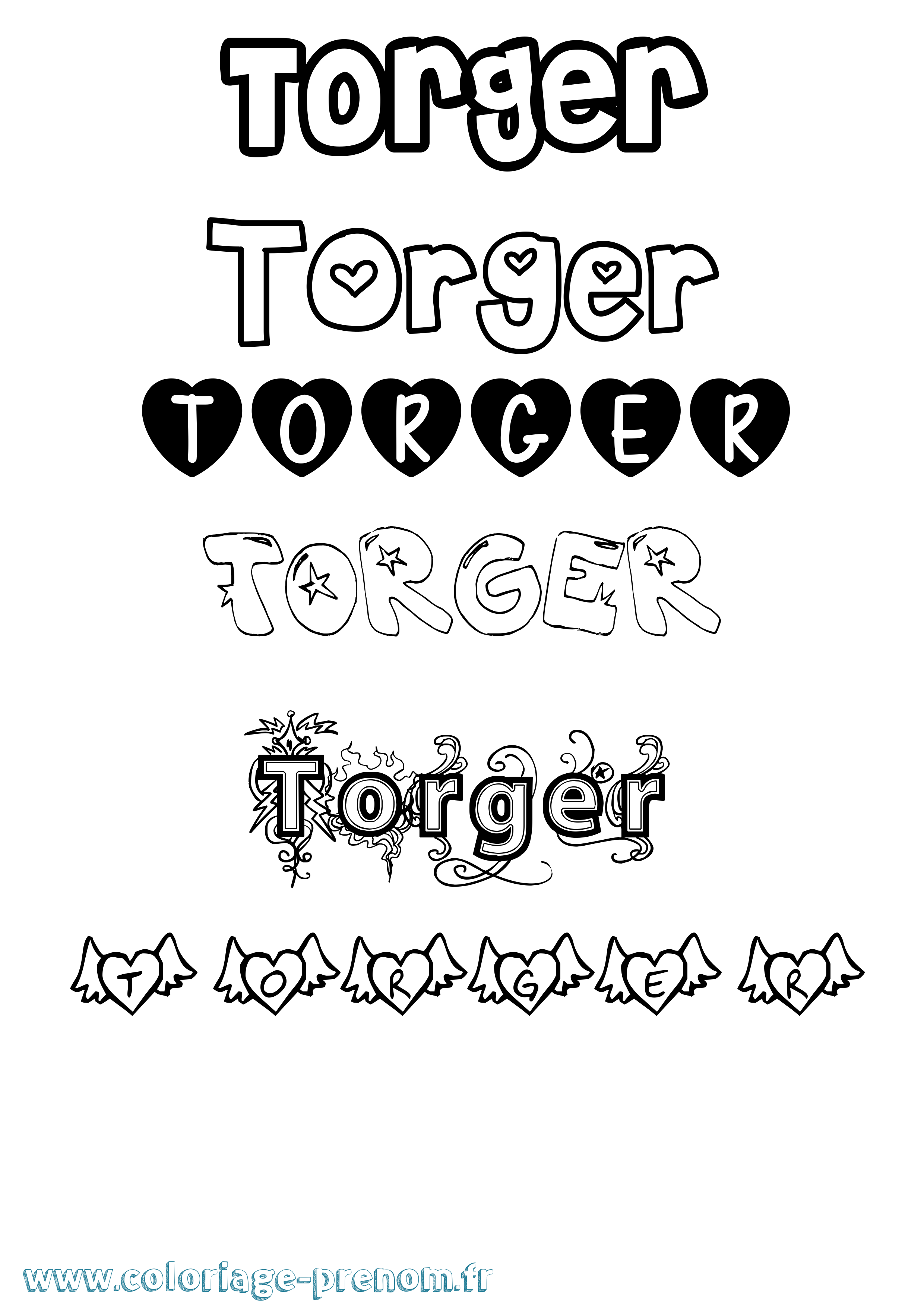 Coloriage prénom Torger Girly