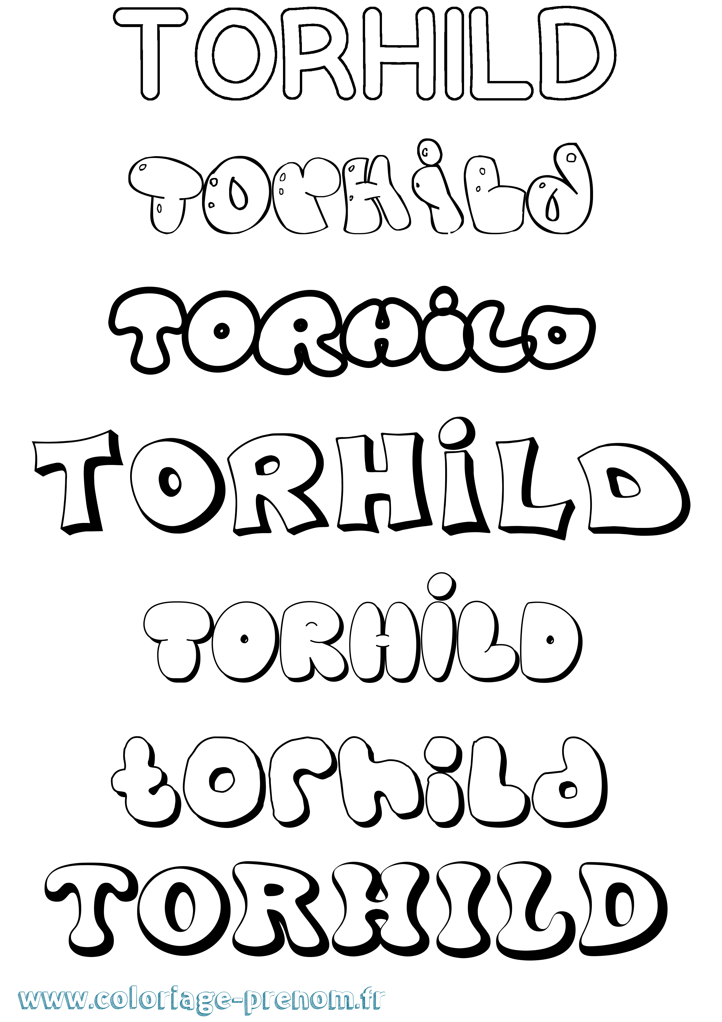 Coloriage prénom Torhild Bubble