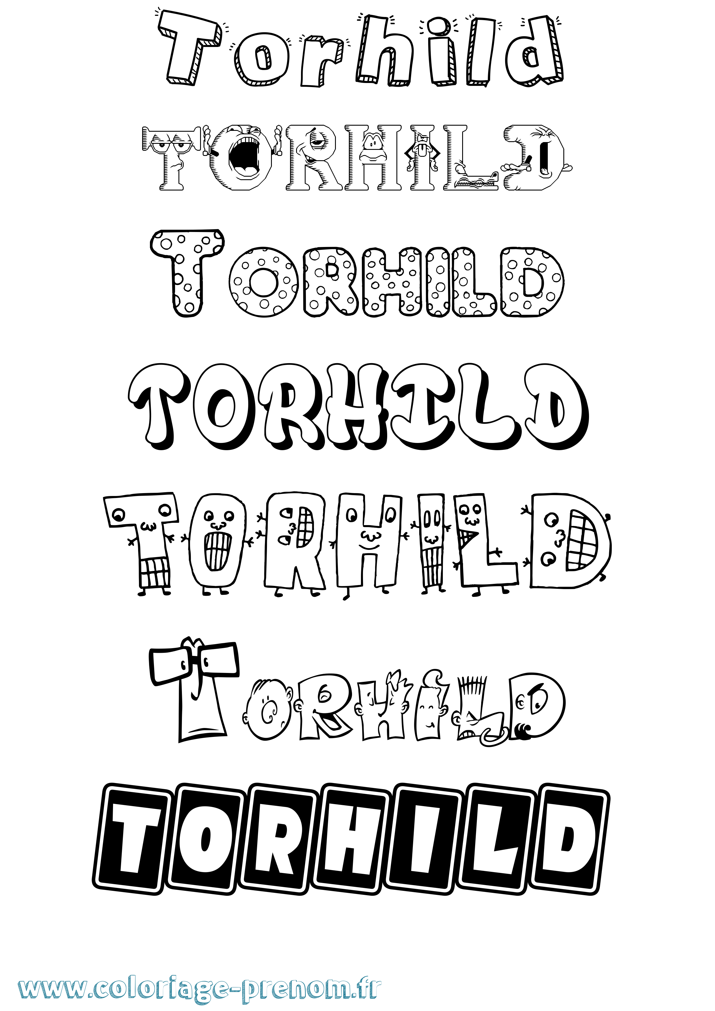 Coloriage prénom Torhild Fun