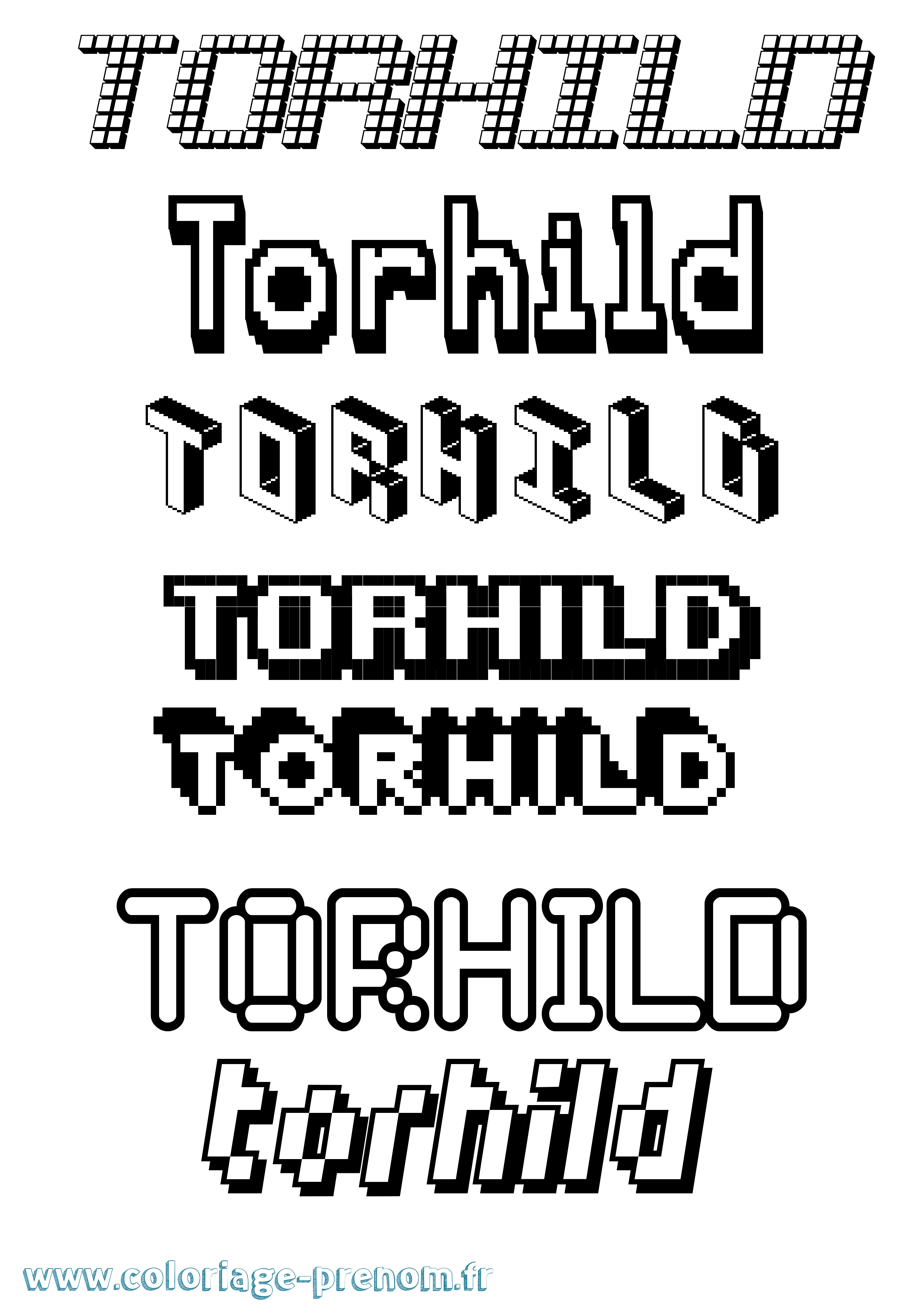 Coloriage prénom Torhild Pixel
