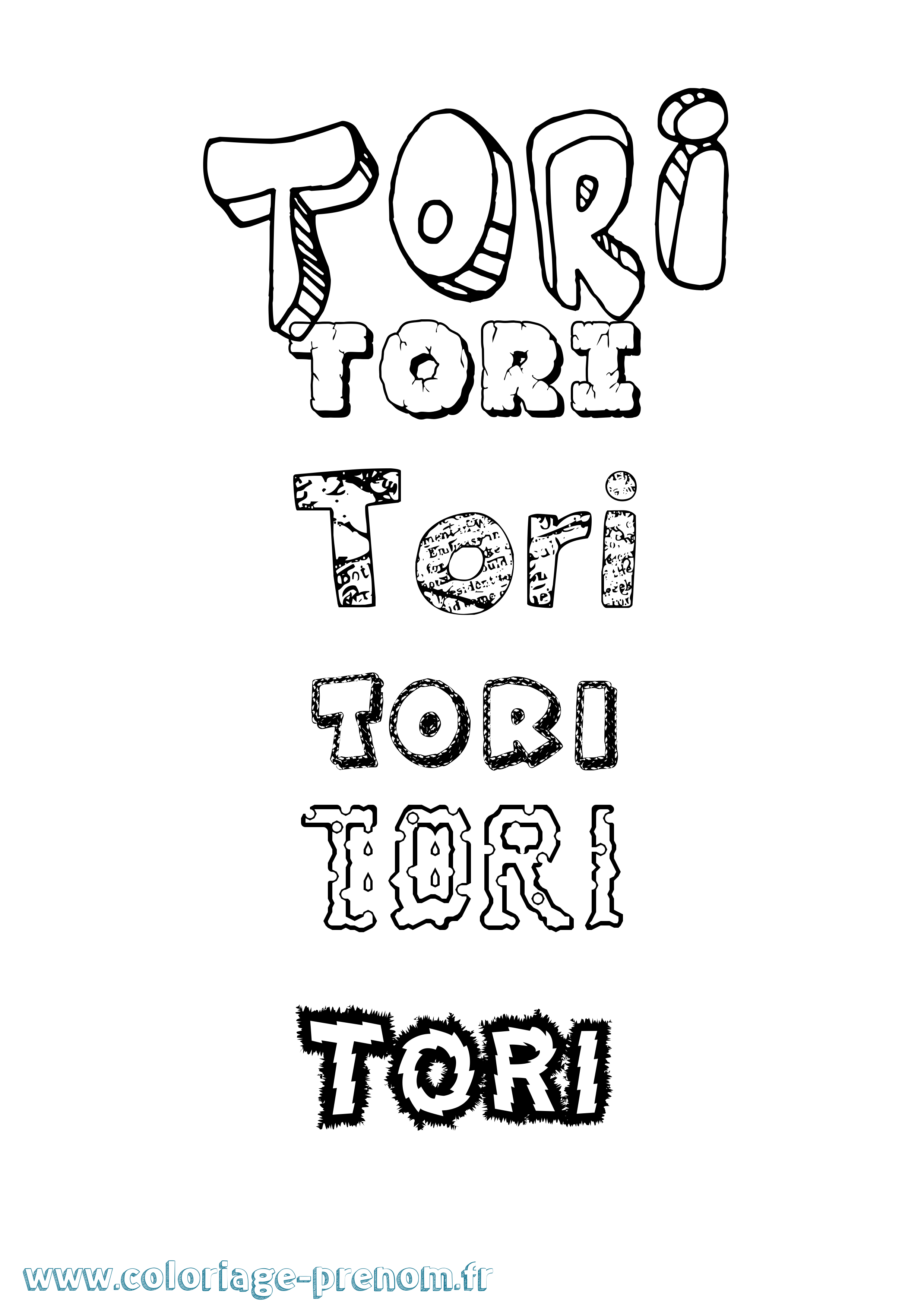 Coloriage prénom Tori Destructuré