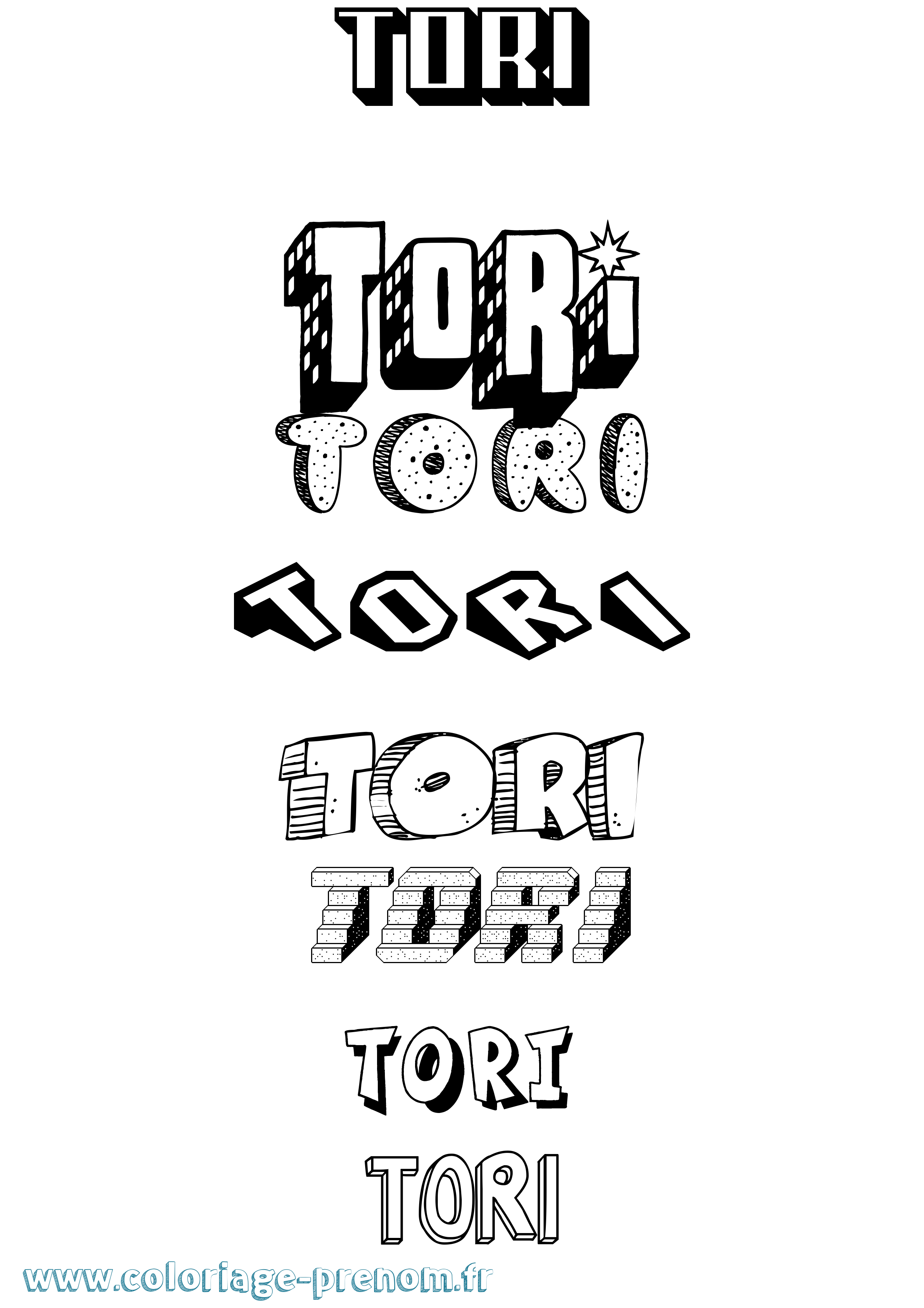 Coloriage Tori Effet 3D Coloriage prénom Tori Effet 3D