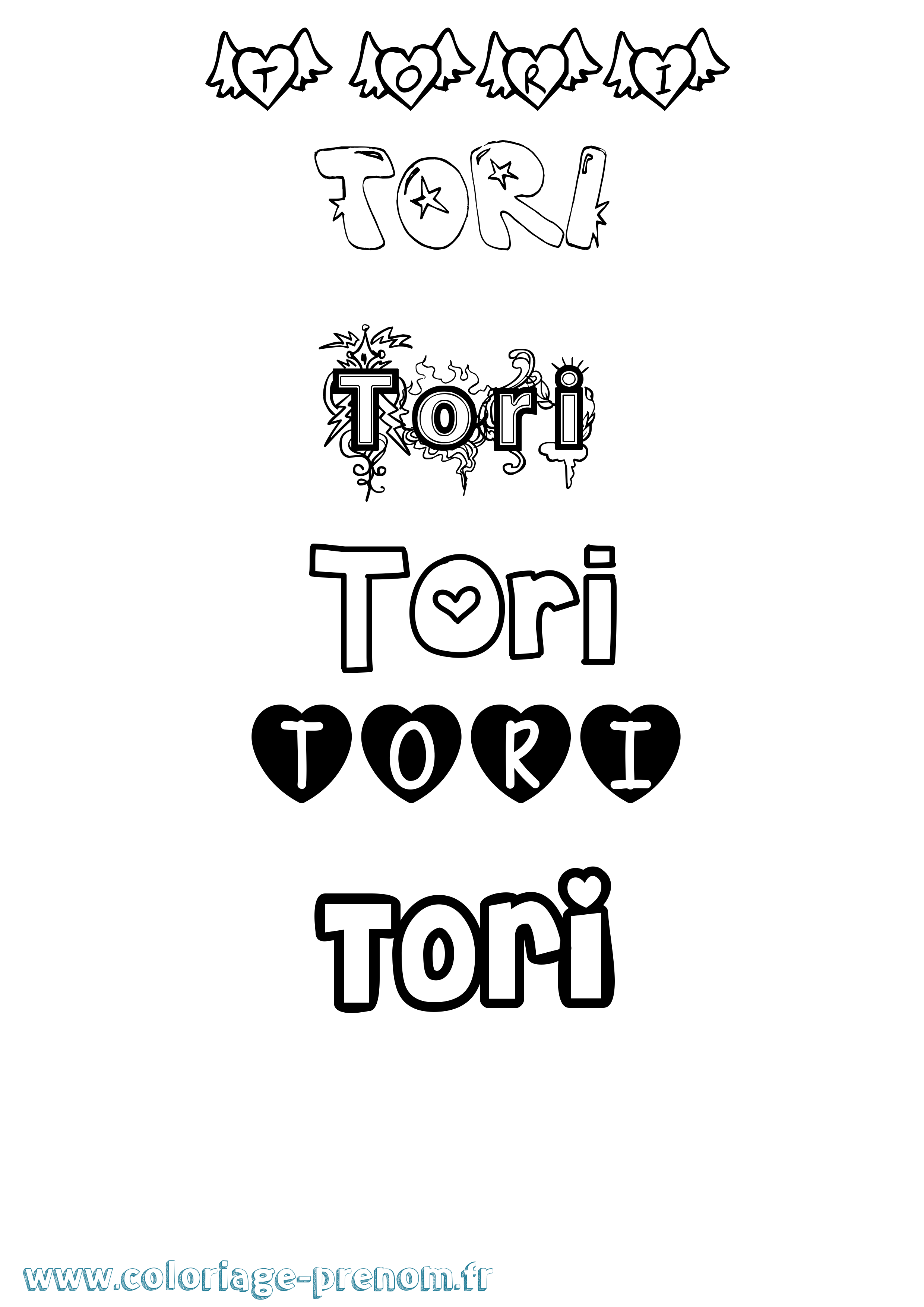 Coloriage prénom Tori Girly
