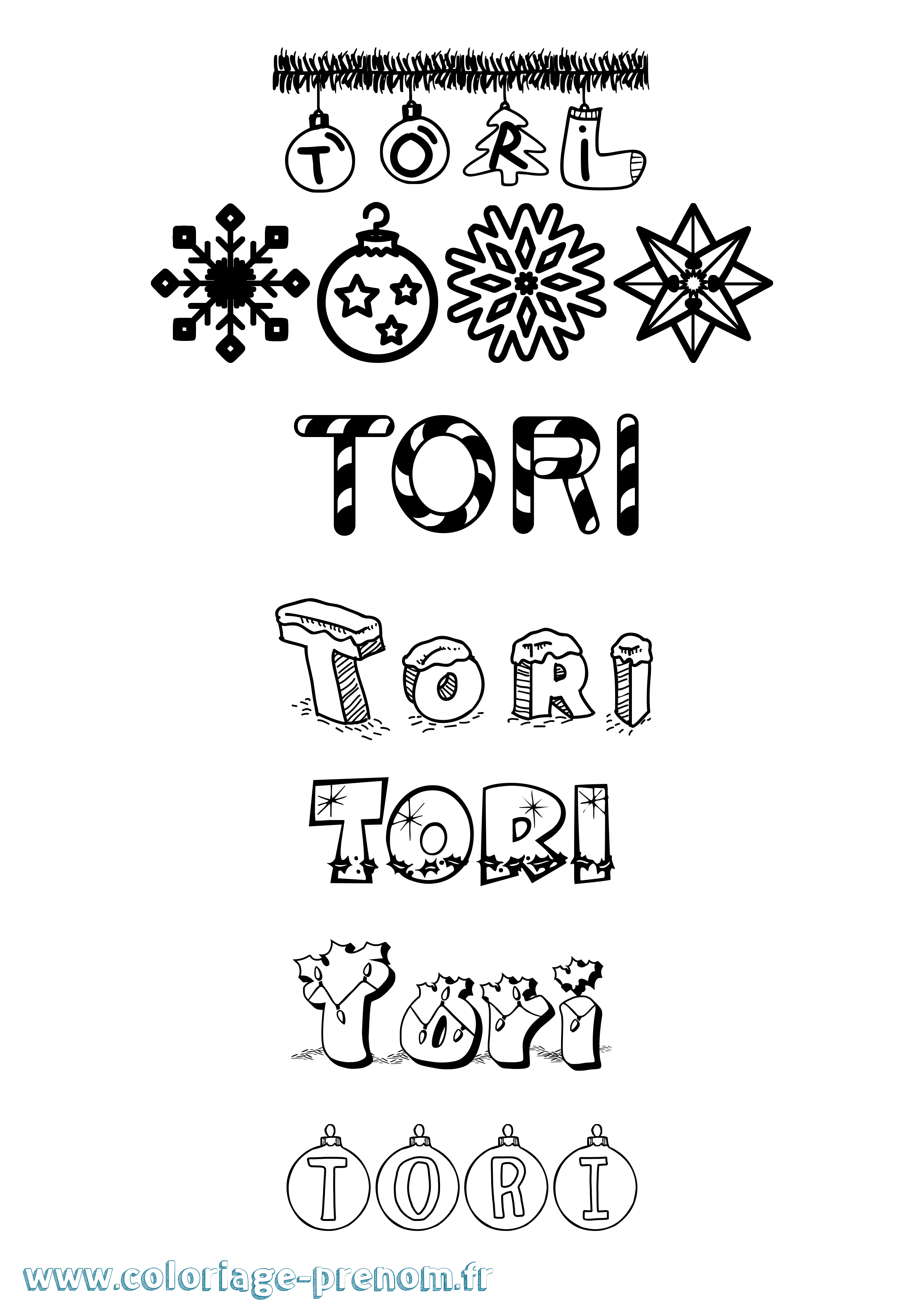 Coloriage prénom Tori Noël