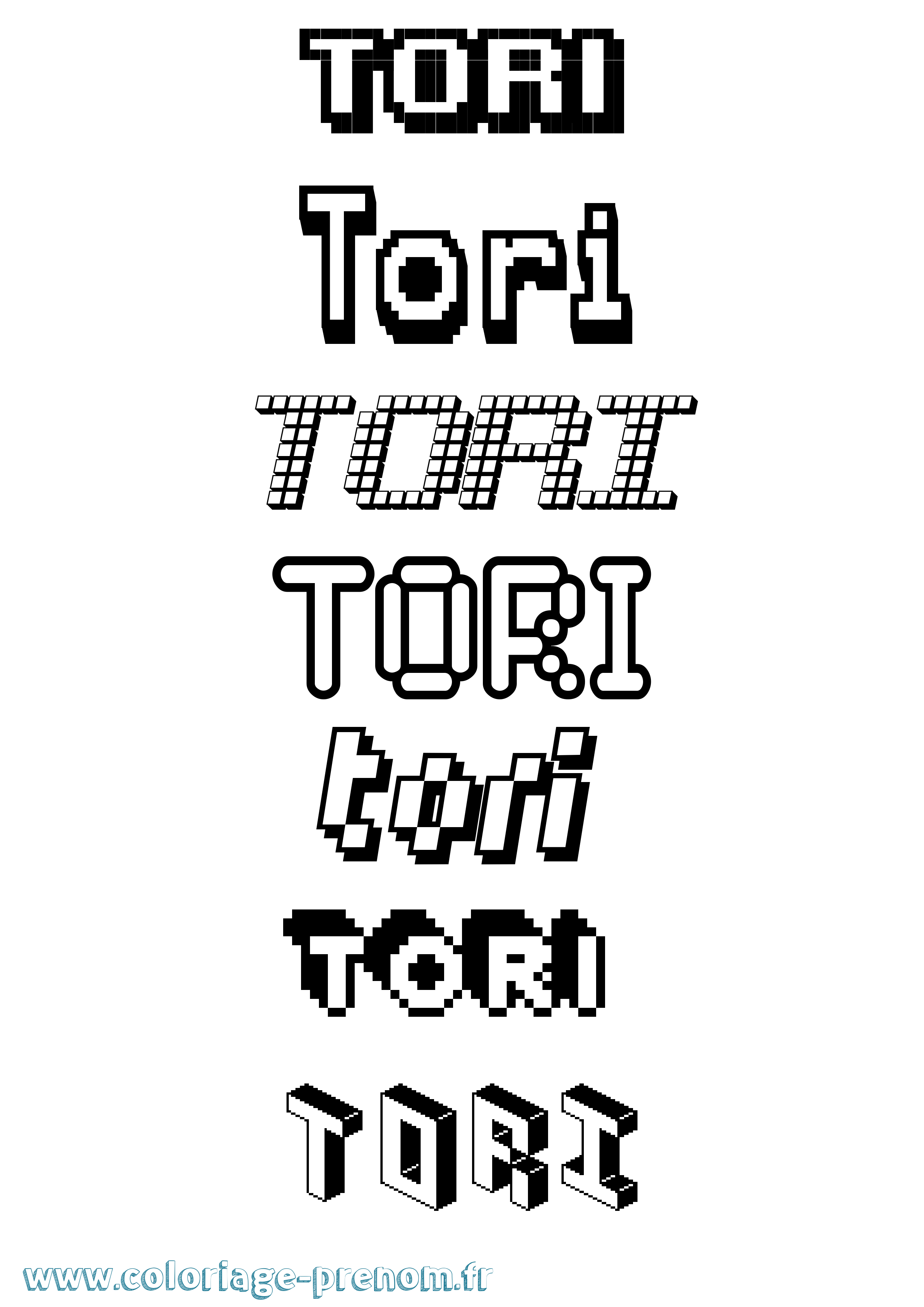 Coloriage prénom Tori Pixel