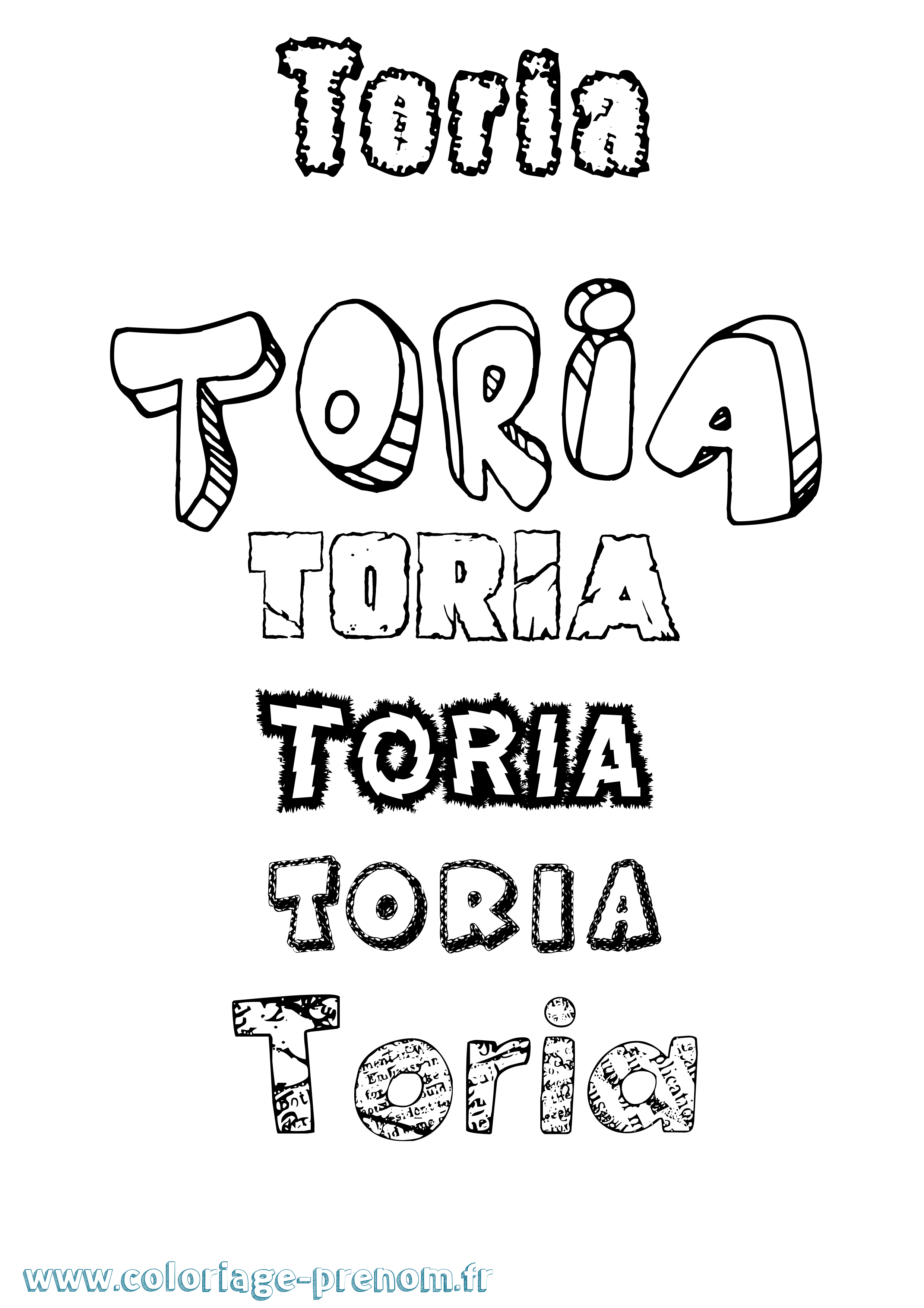 Coloriage prénom Toria Destructuré
