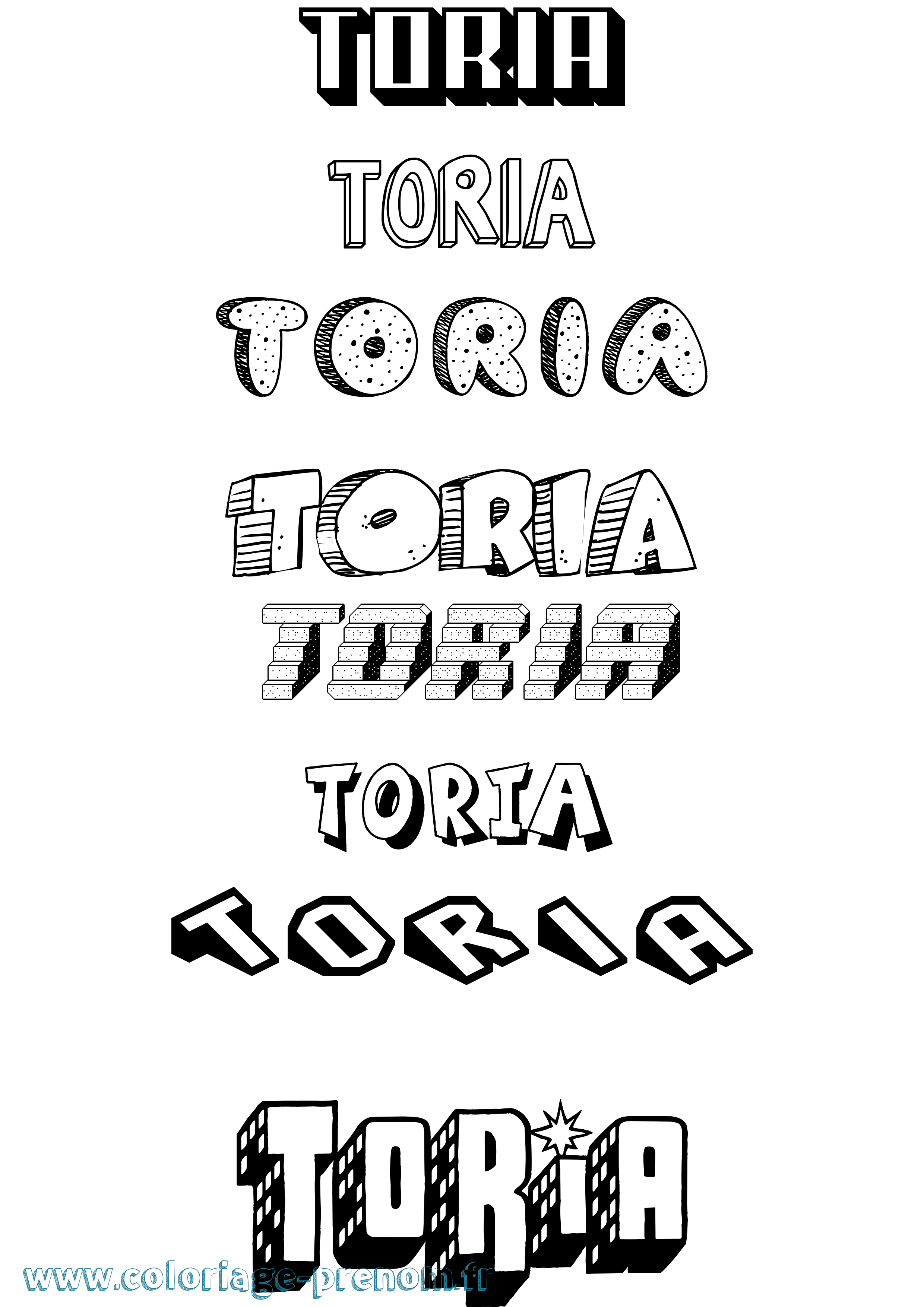Coloriage prénom Toria Effet 3D