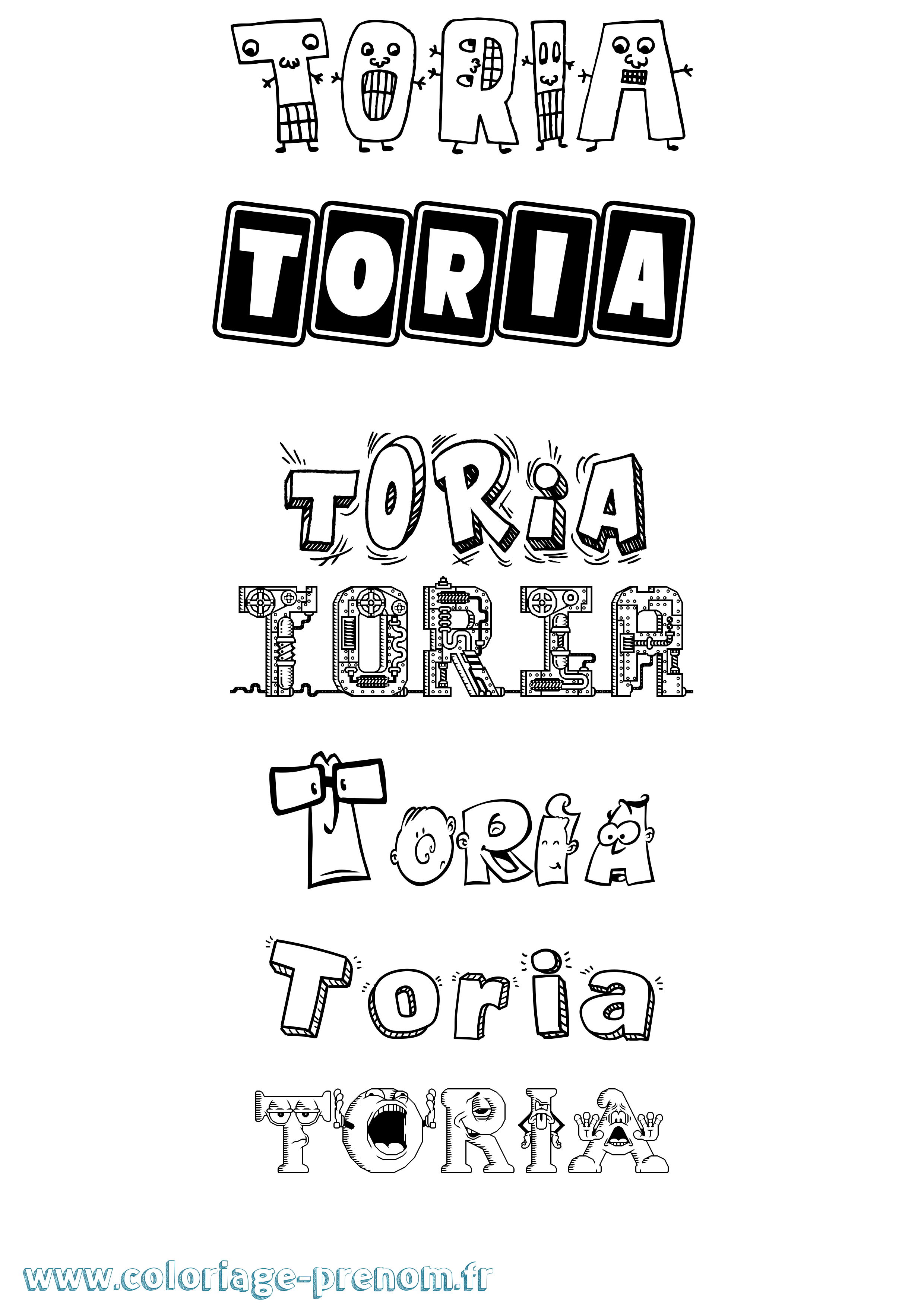 Coloriage prénom Toria Fun