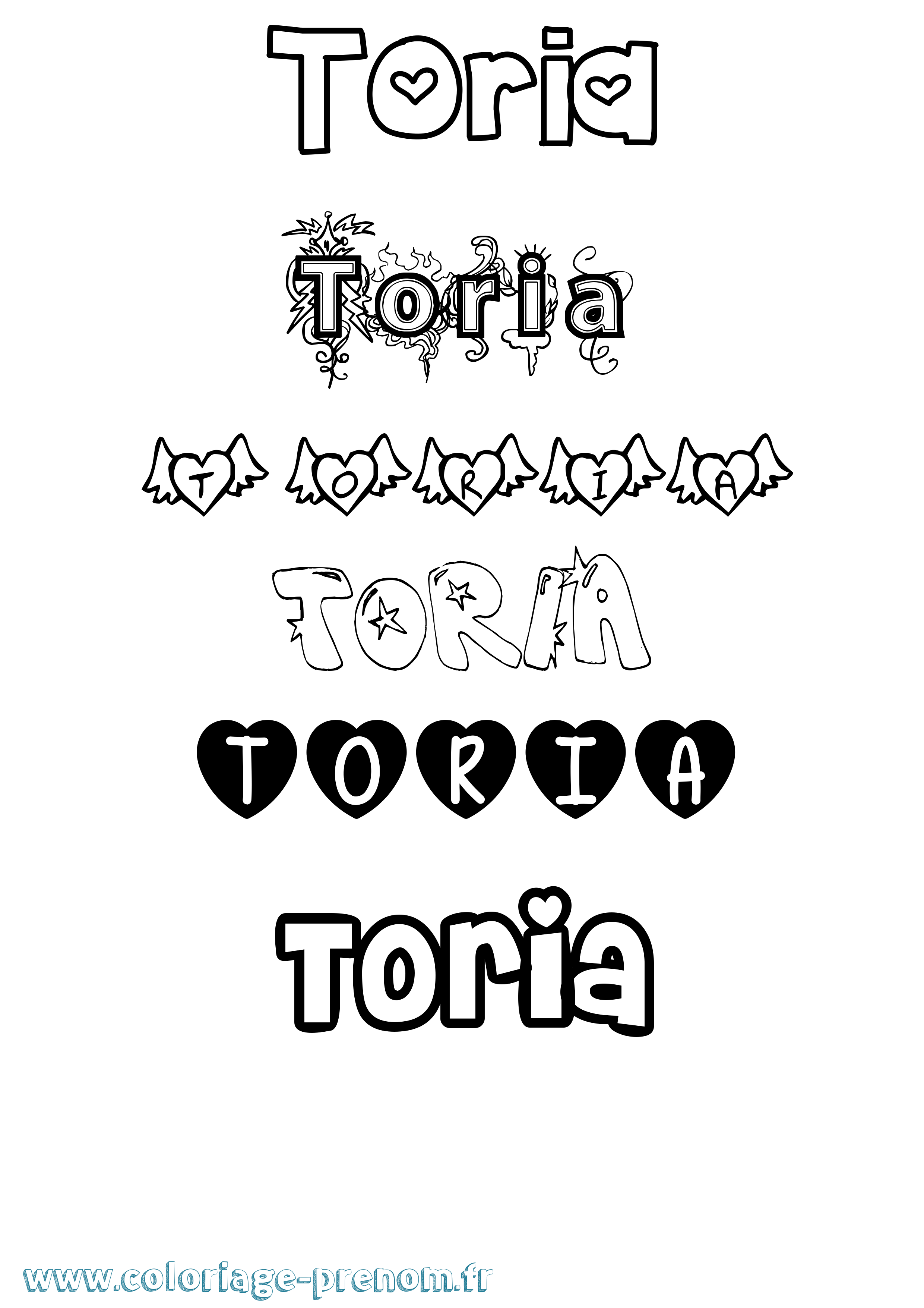 Coloriage prénom Toria Girly