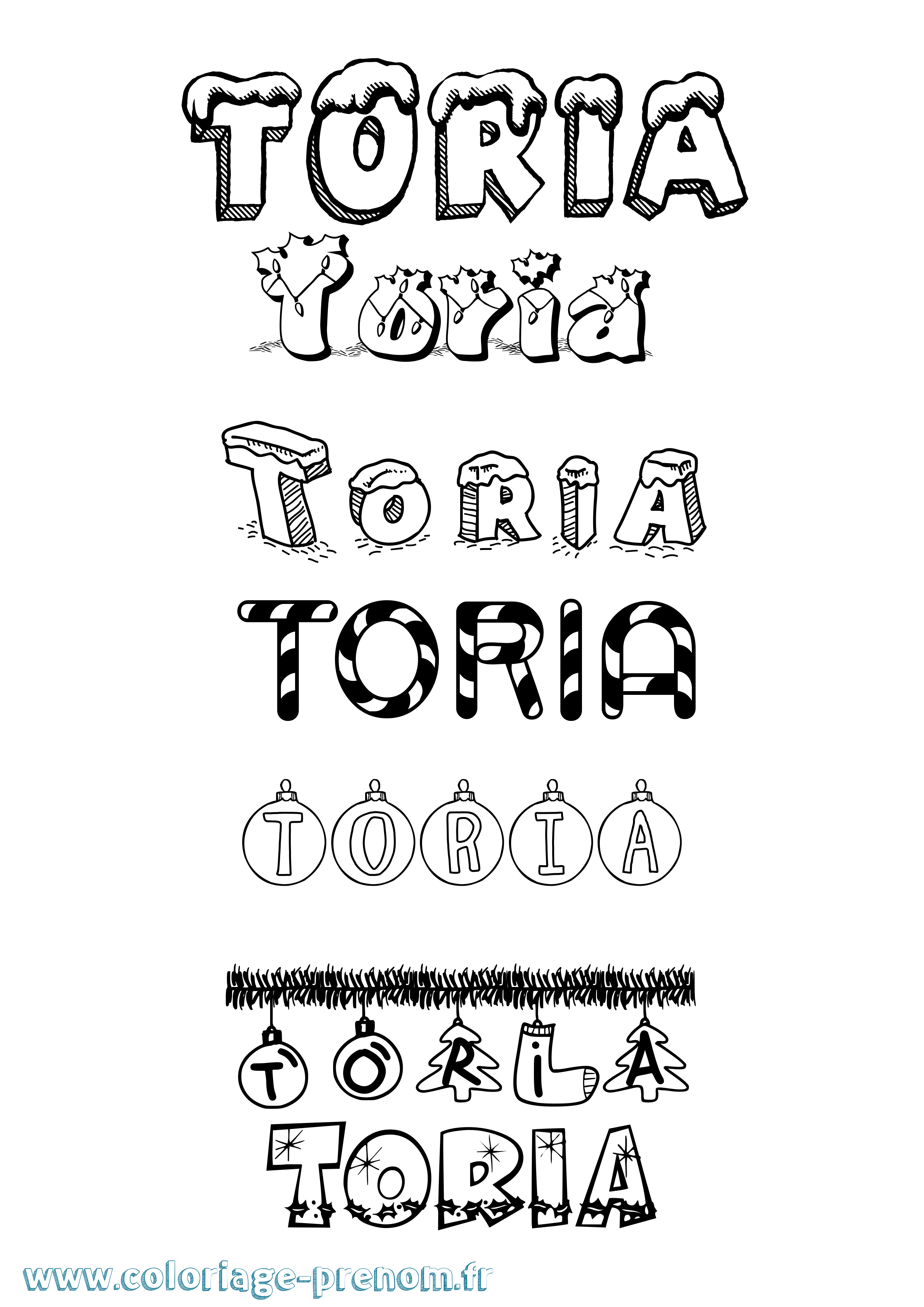 Coloriage prénom Toria Noël