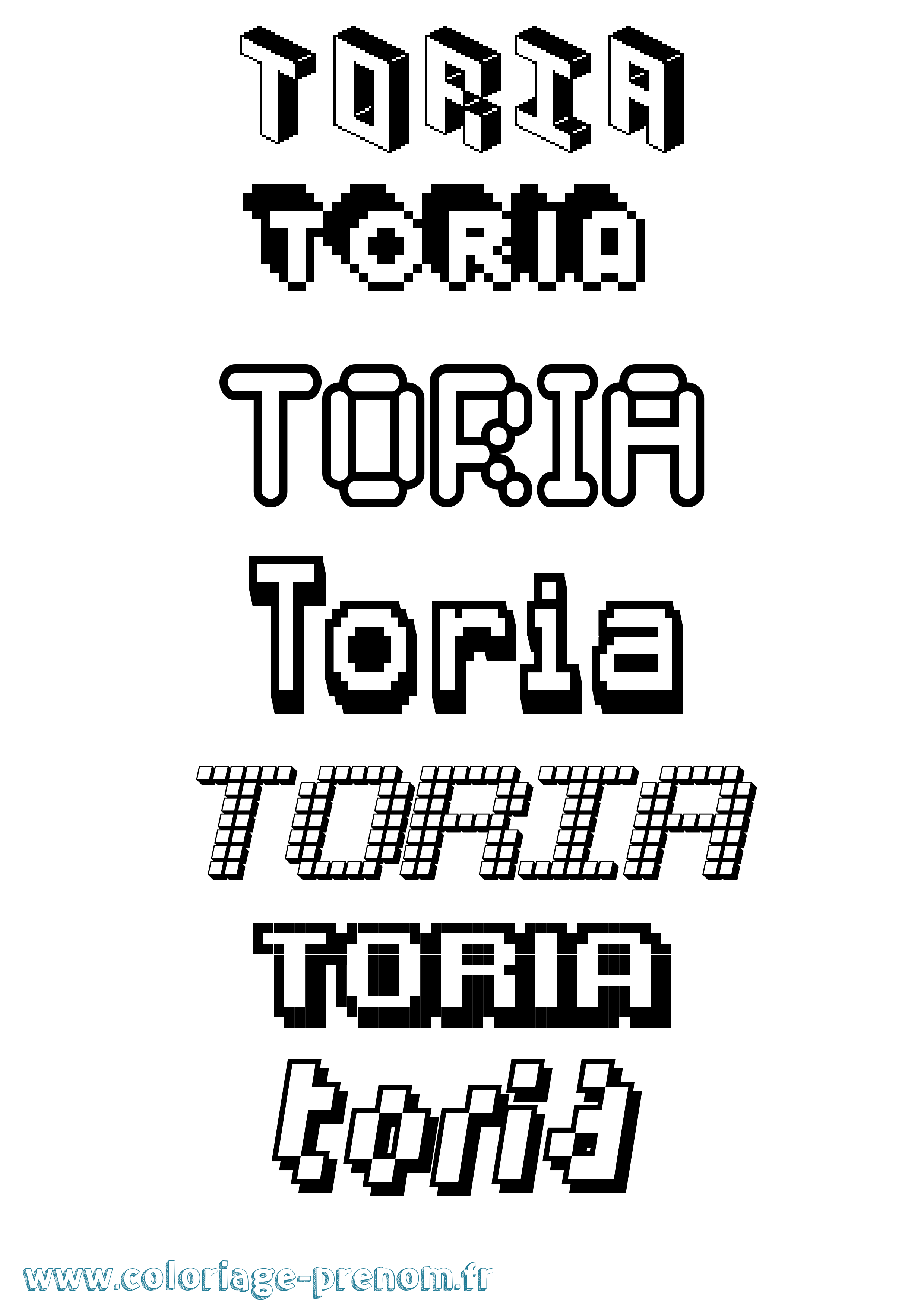 Coloriage prénom Toria Pixel