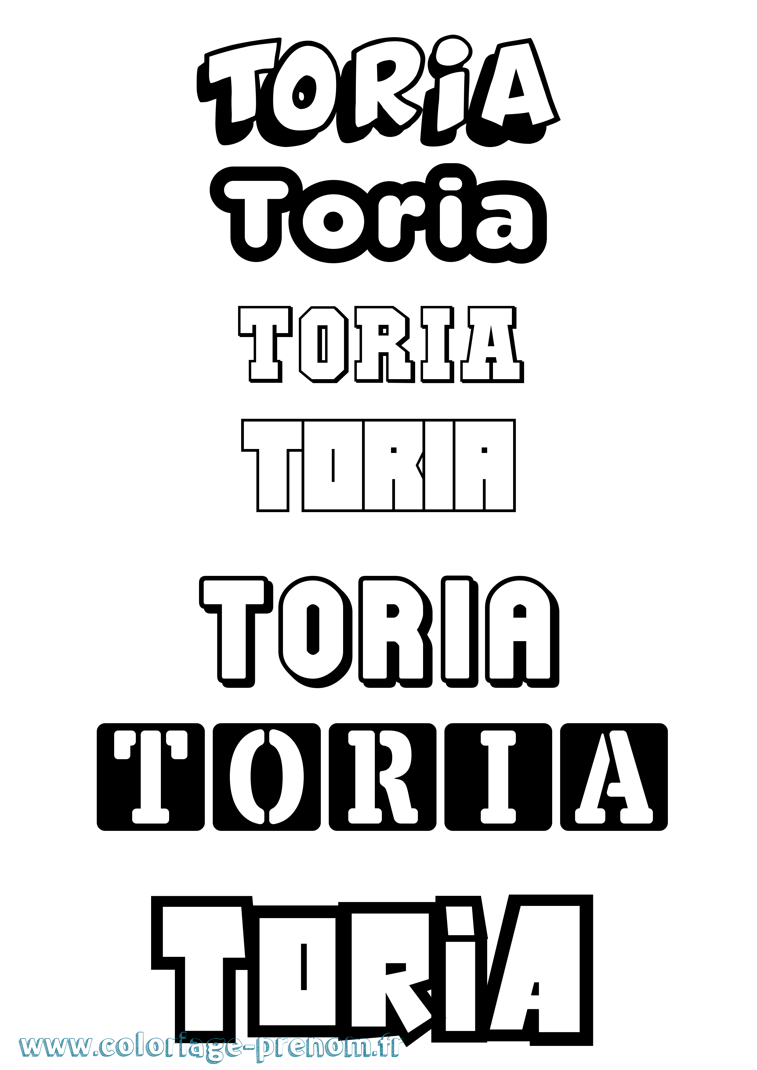 Coloriage prénom Toria Simple