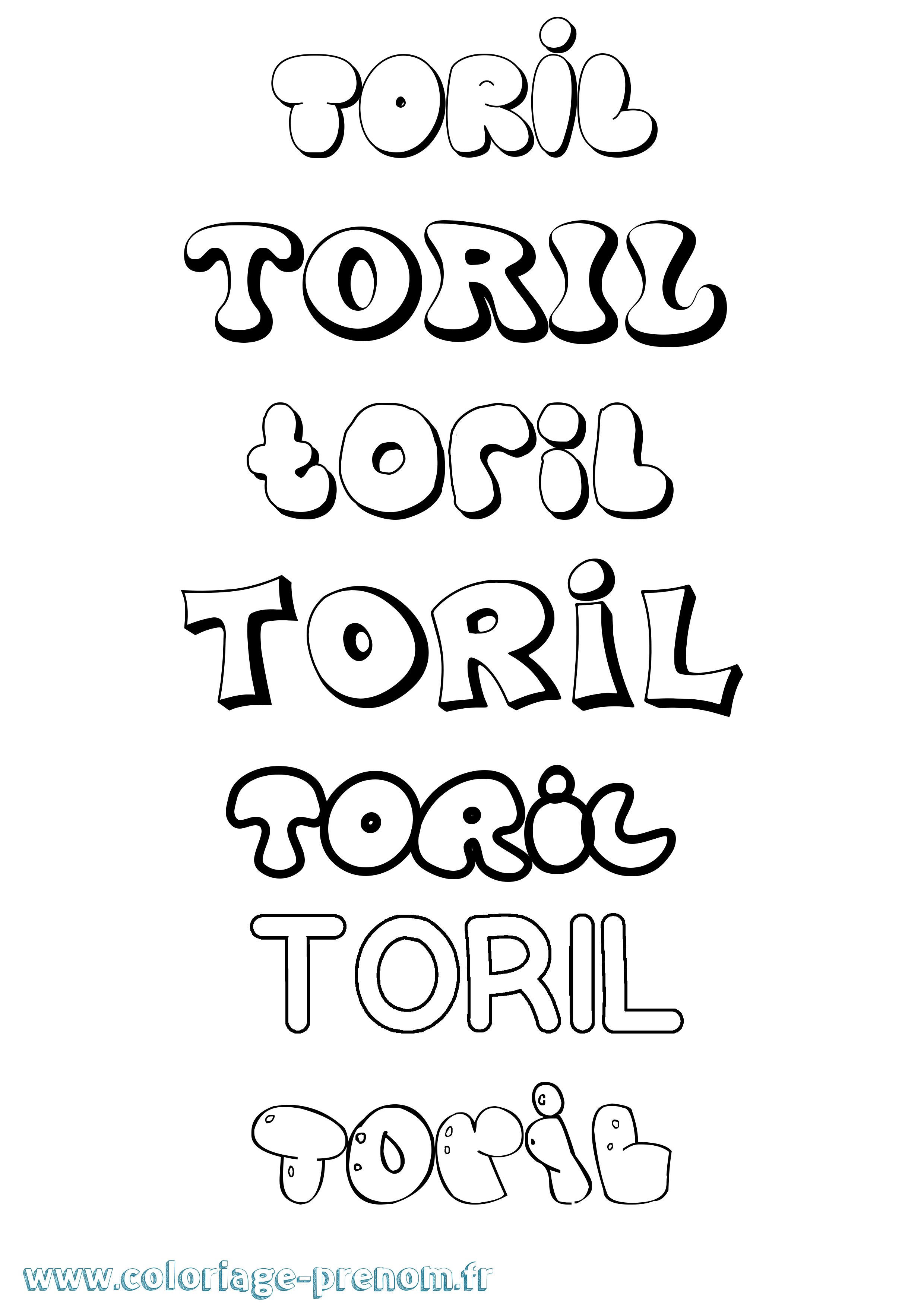 Coloriage prénom Toril Bubble