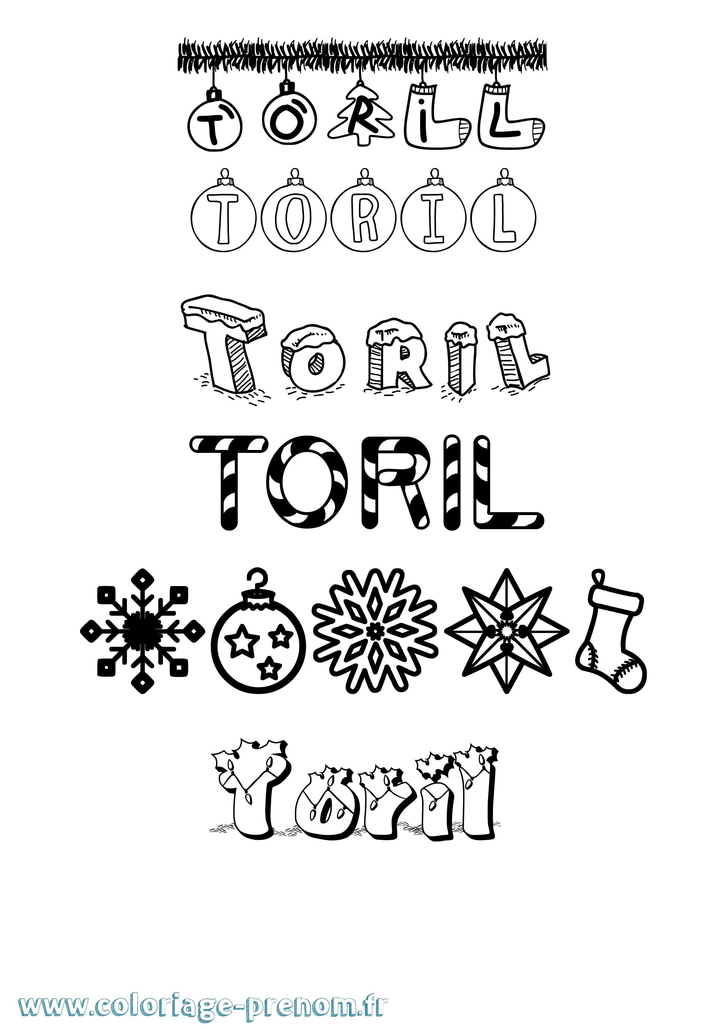Coloriage prénom Toril Noël
