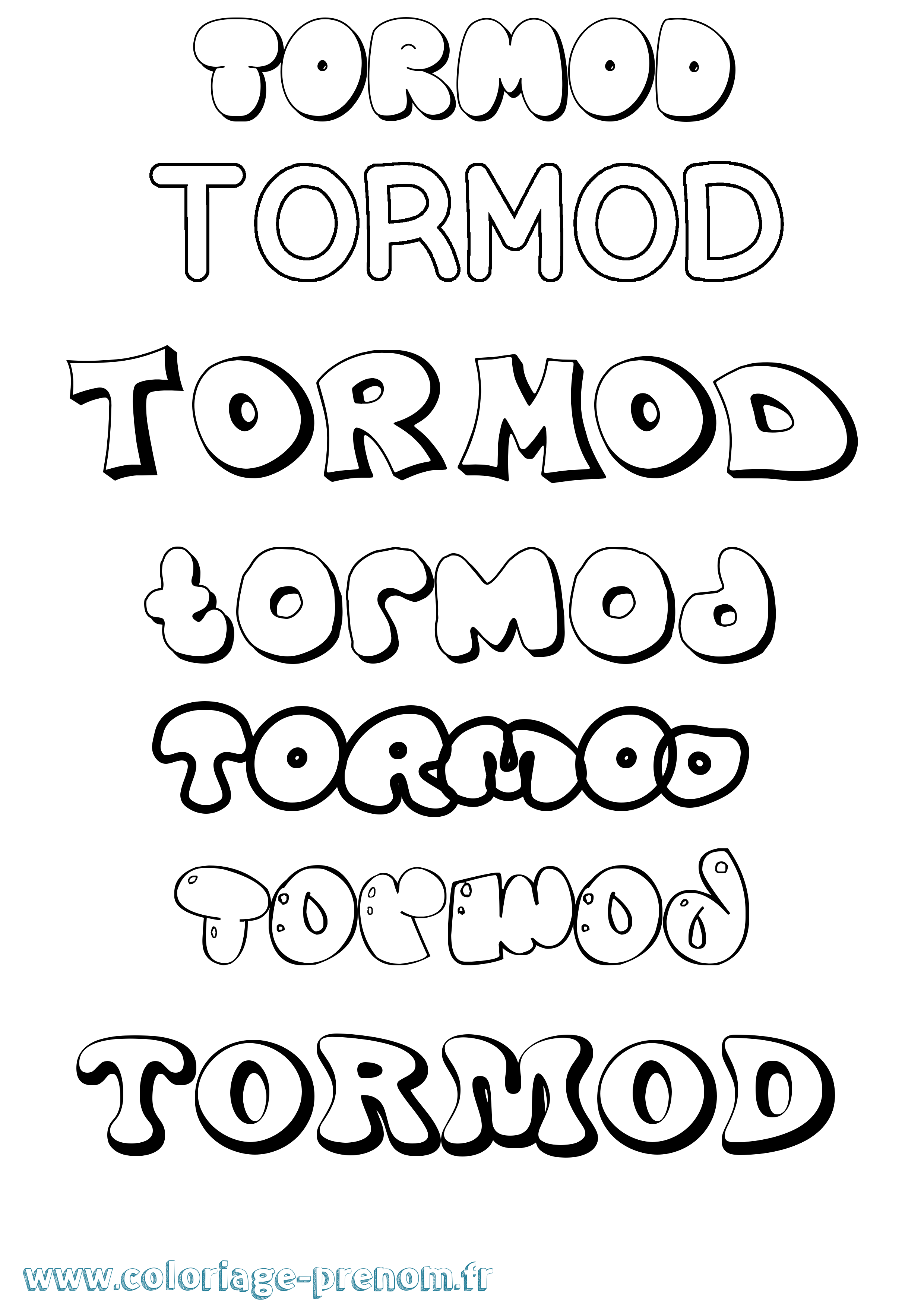 Coloriage prénom Tormod Bubble