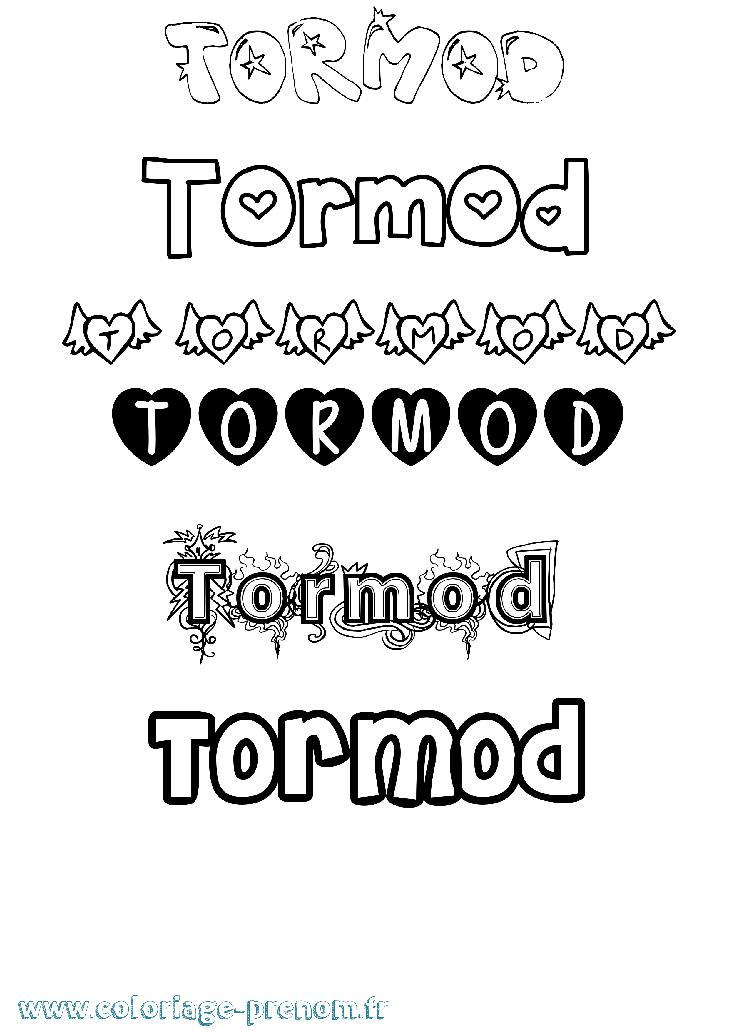 Coloriage prénom Tormod Girly