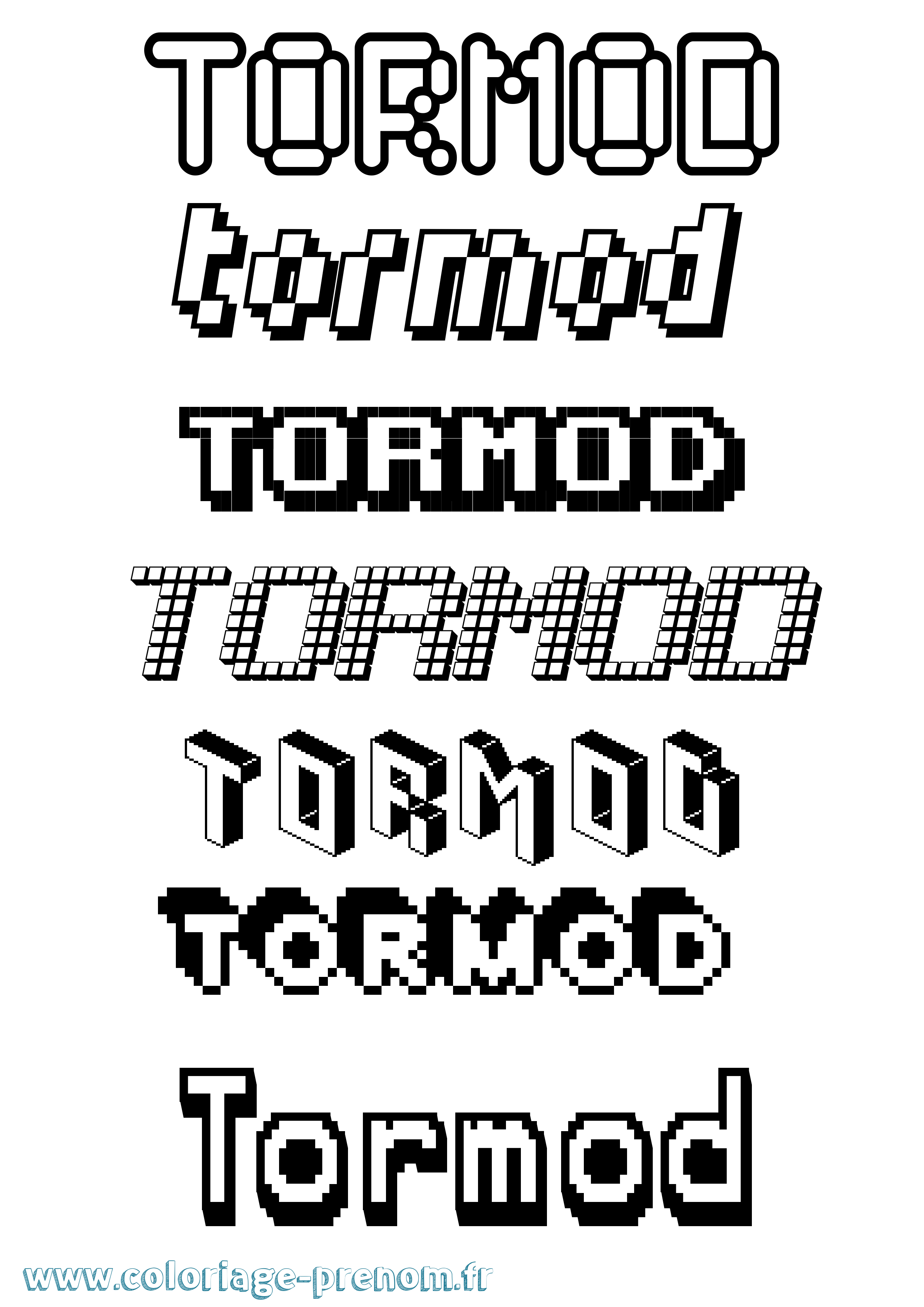 Coloriage prénom Tormod Pixel