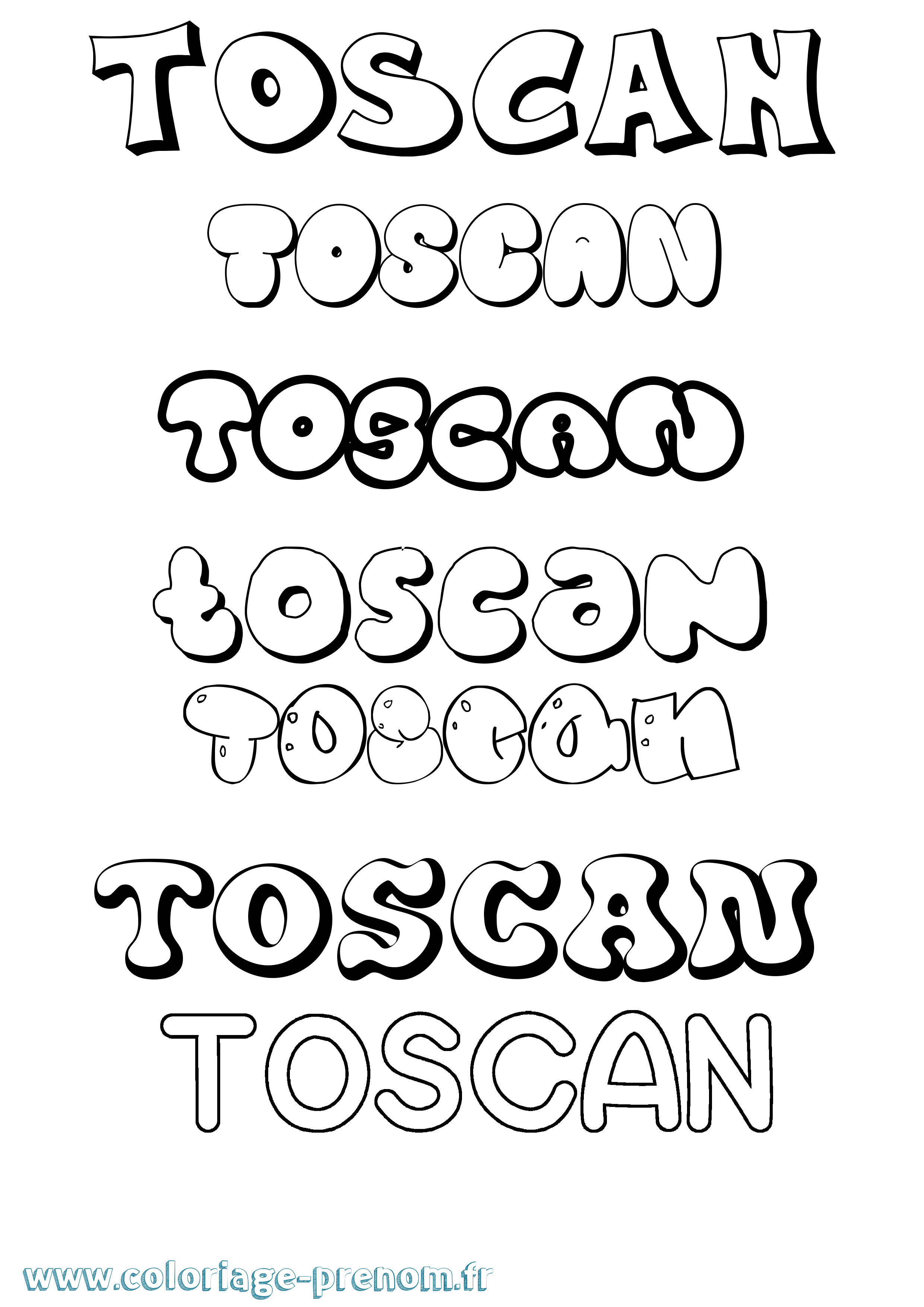 Coloriage prénom Toscan Bubble