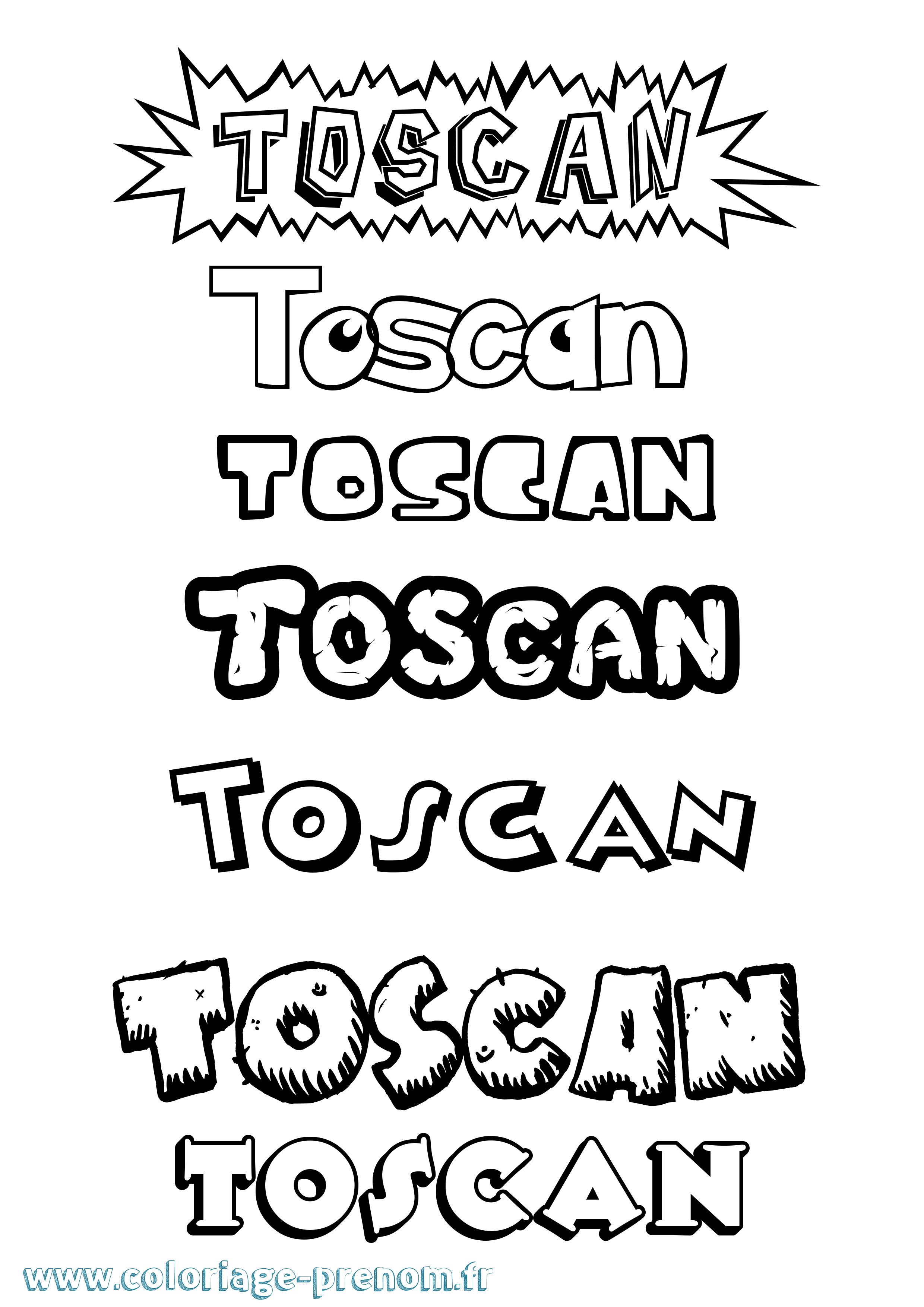 Coloriage prénom Toscan Dessin Animé