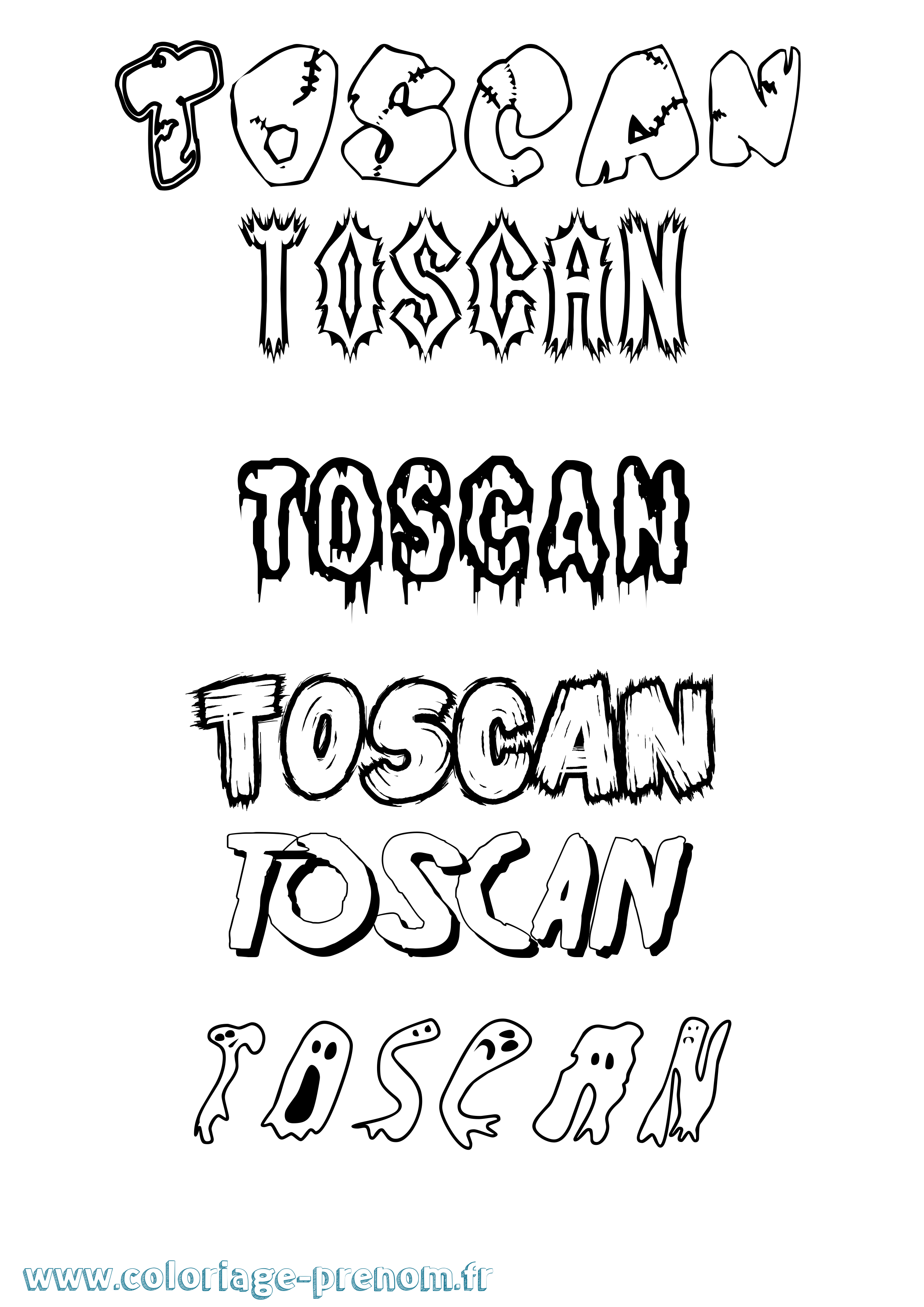 Coloriage prénom Toscan Frisson