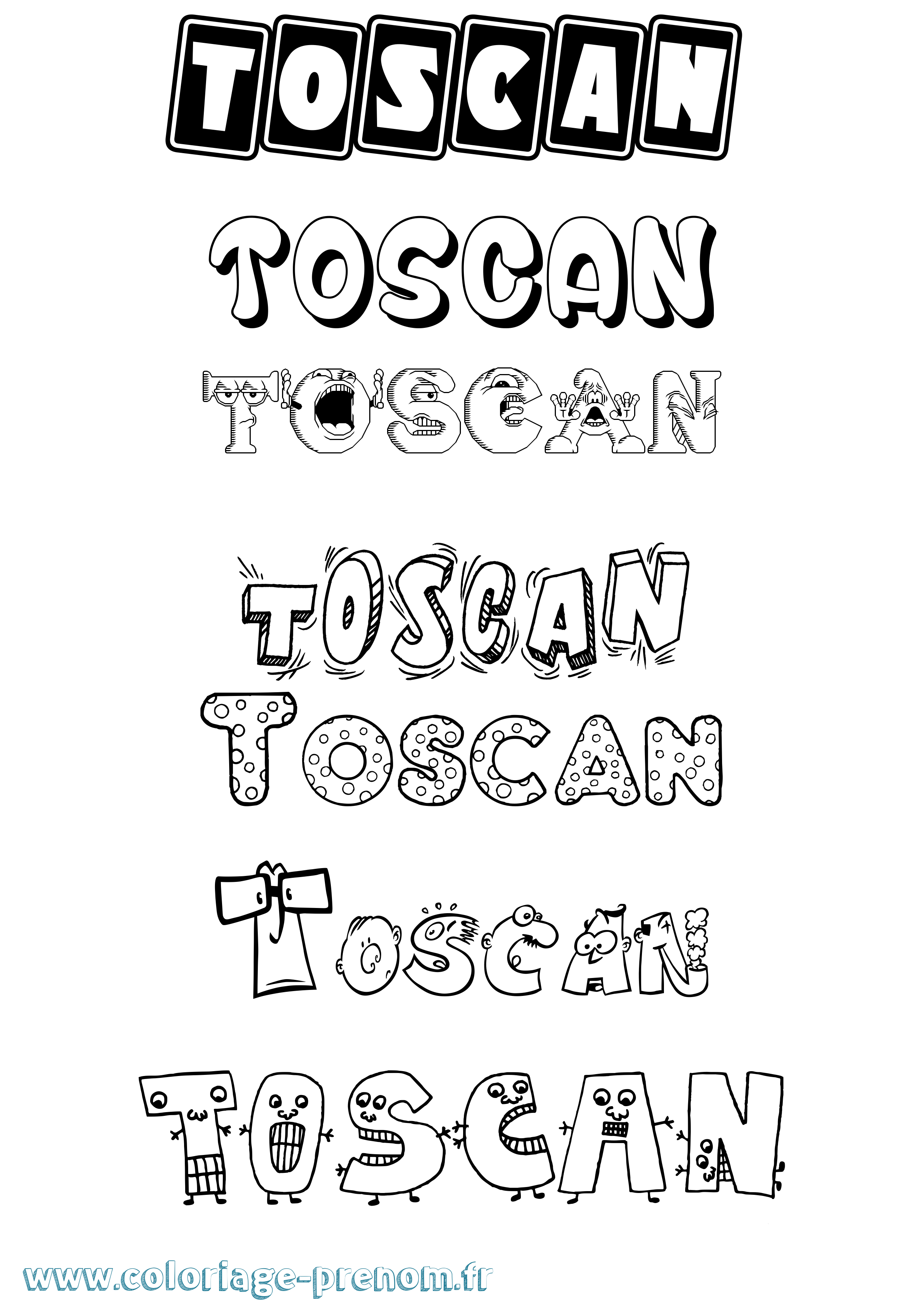 Coloriage prénom Toscan Fun