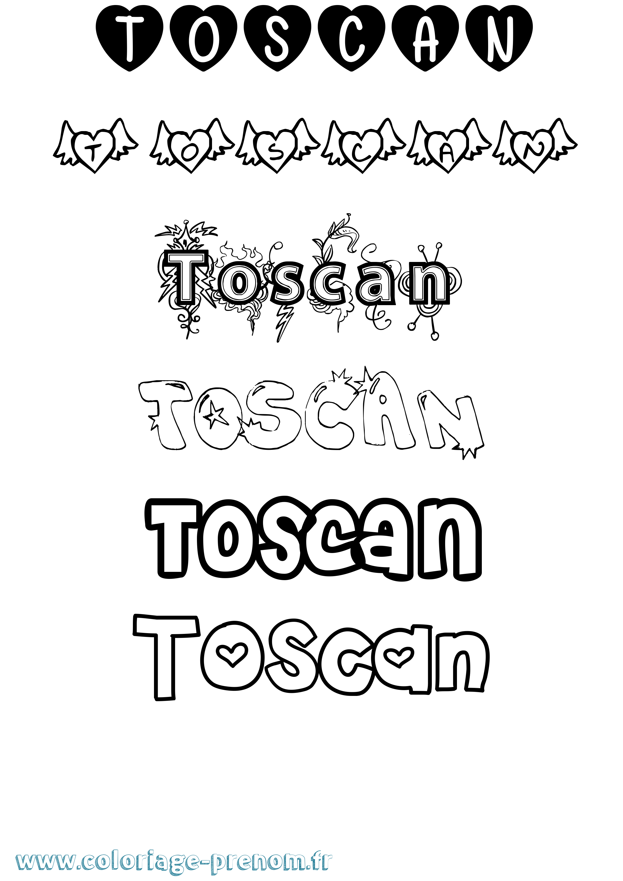 Coloriage prénom Toscan Girly