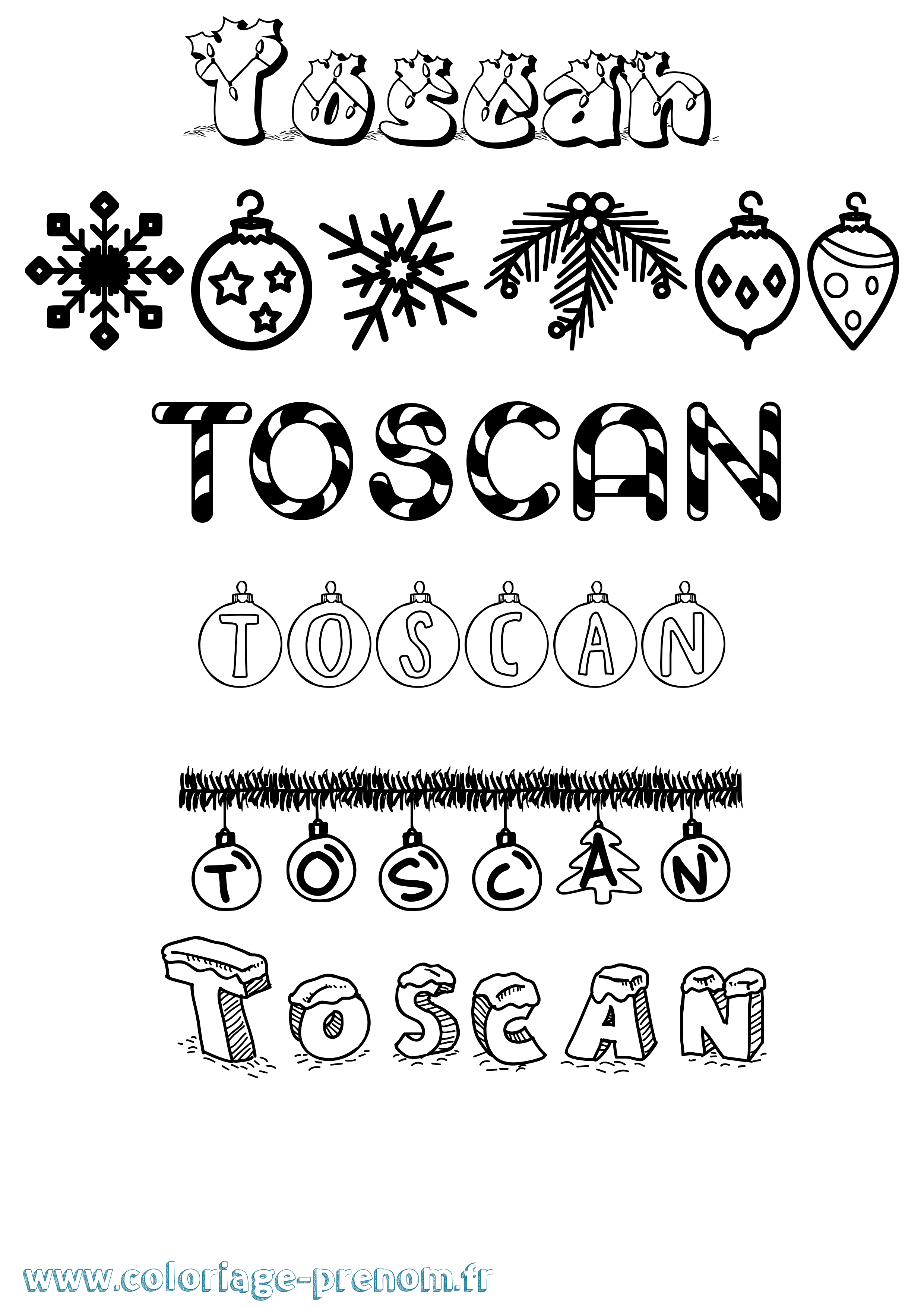 Coloriage prénom Toscan Noël