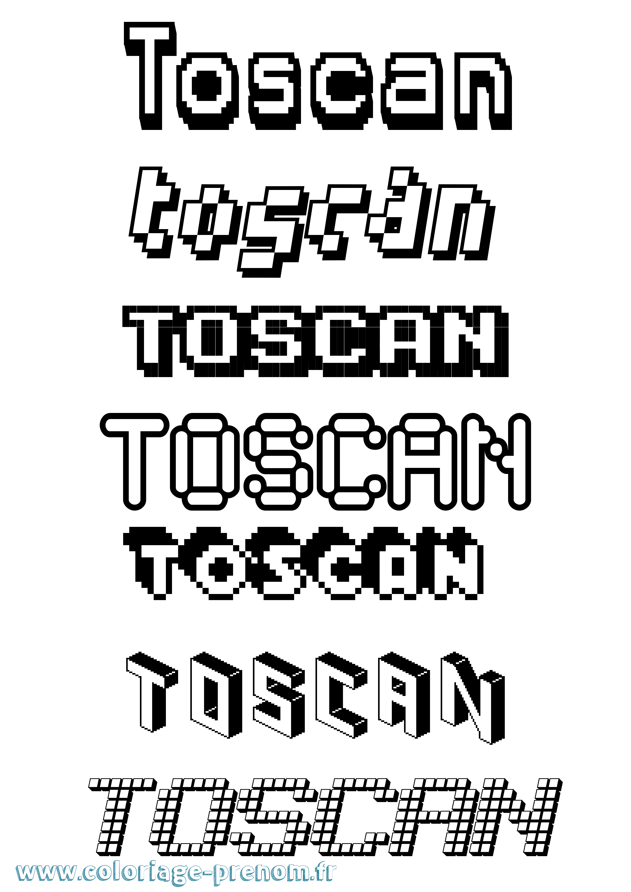 Coloriage prénom Toscan Pixel