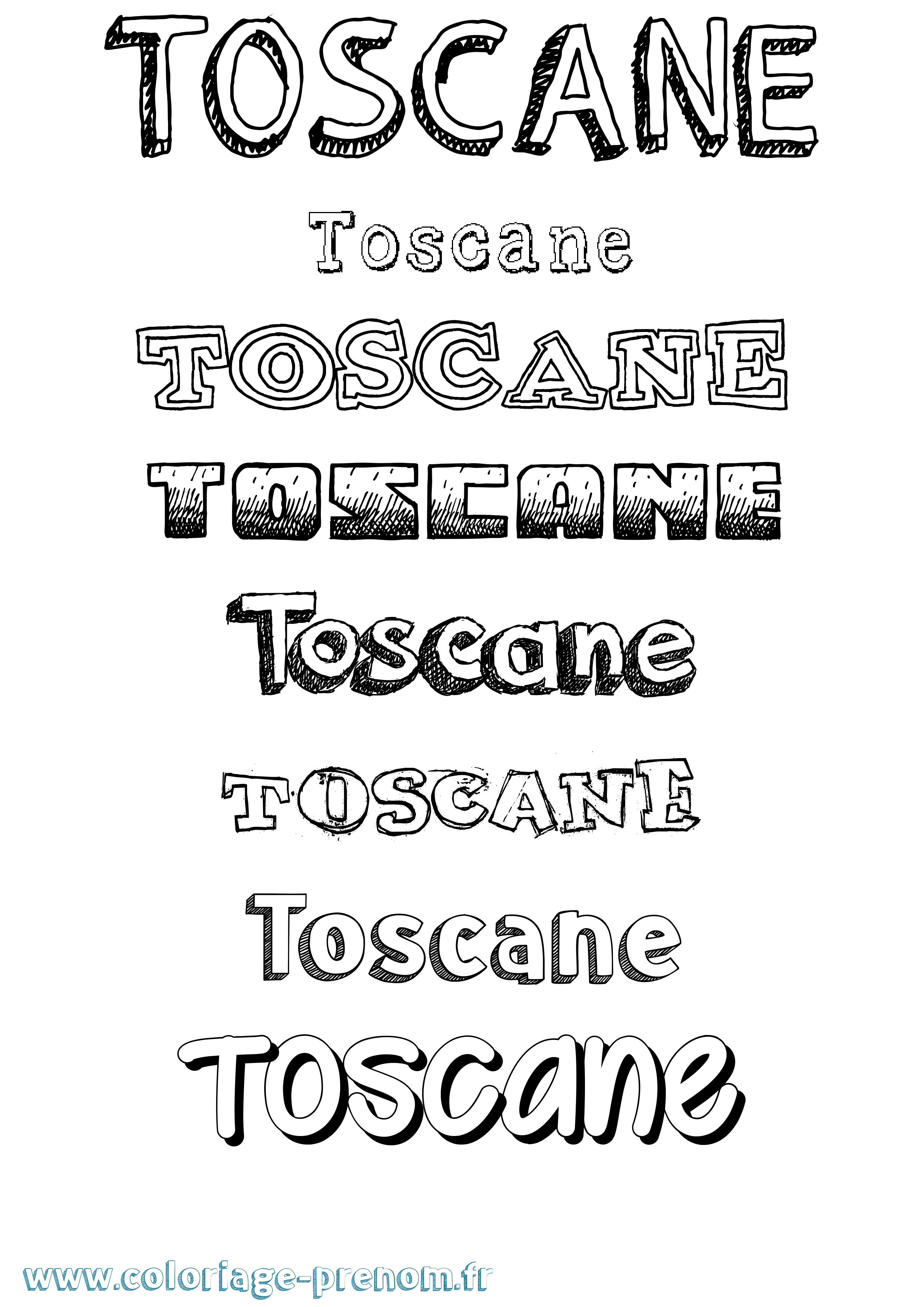 Coloriage prénom Toscane Dessiné