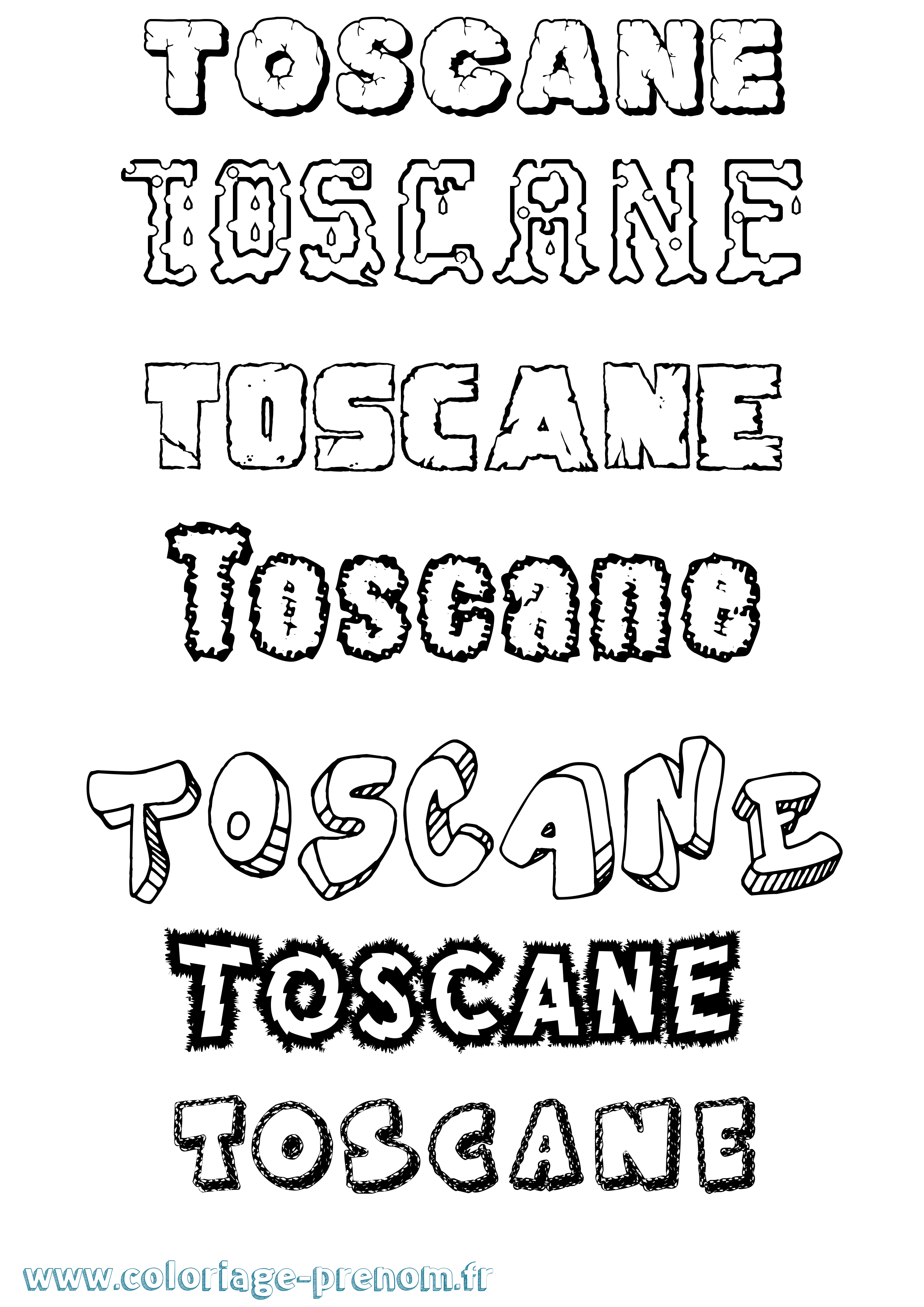 Coloriage prénom Toscane Destructuré