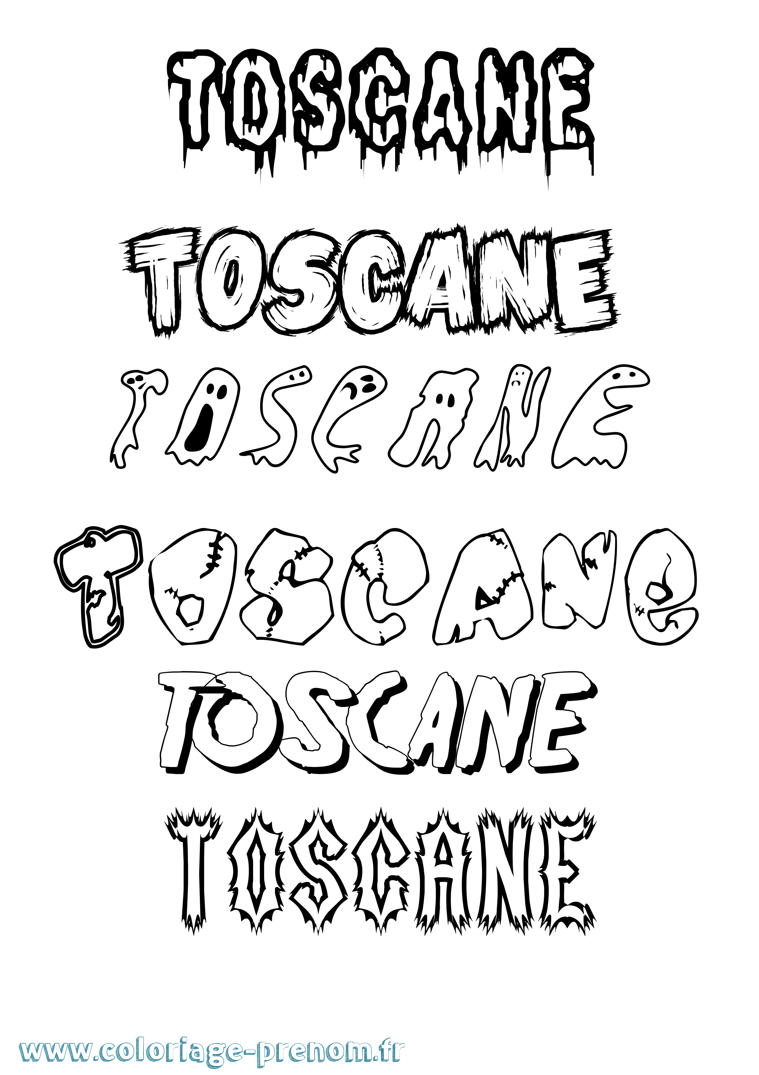 Coloriage prénom Toscane Frisson