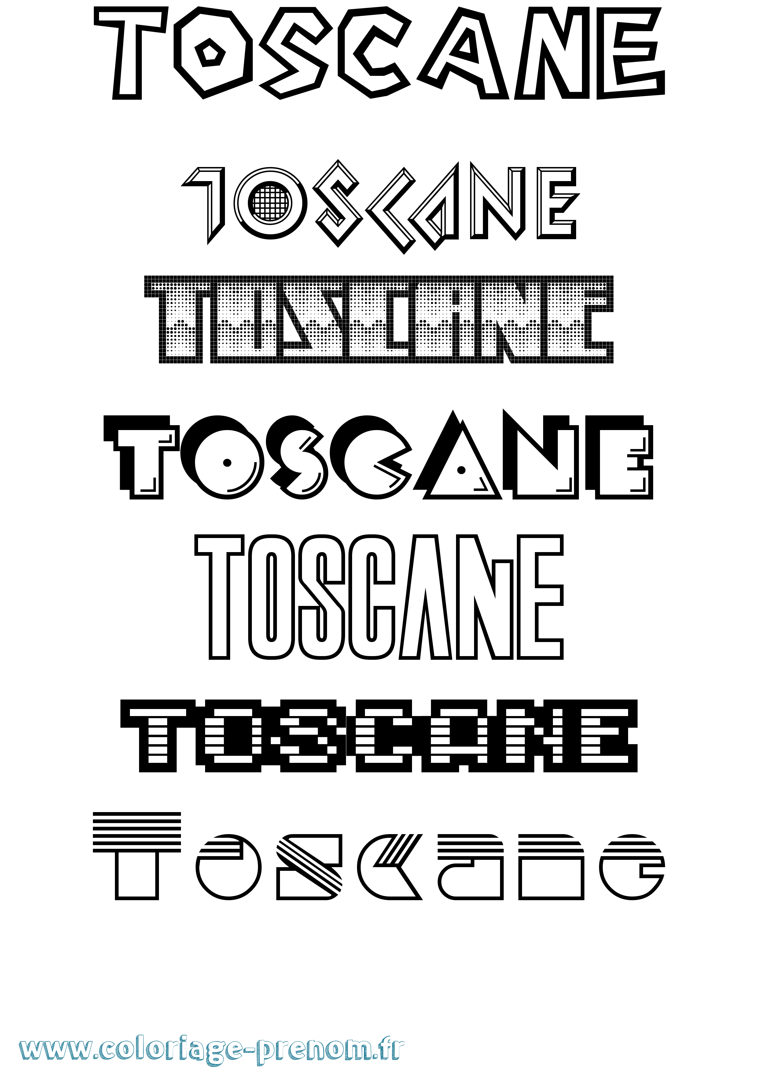 Coloriage prénom Toscane Jeux Vidéos