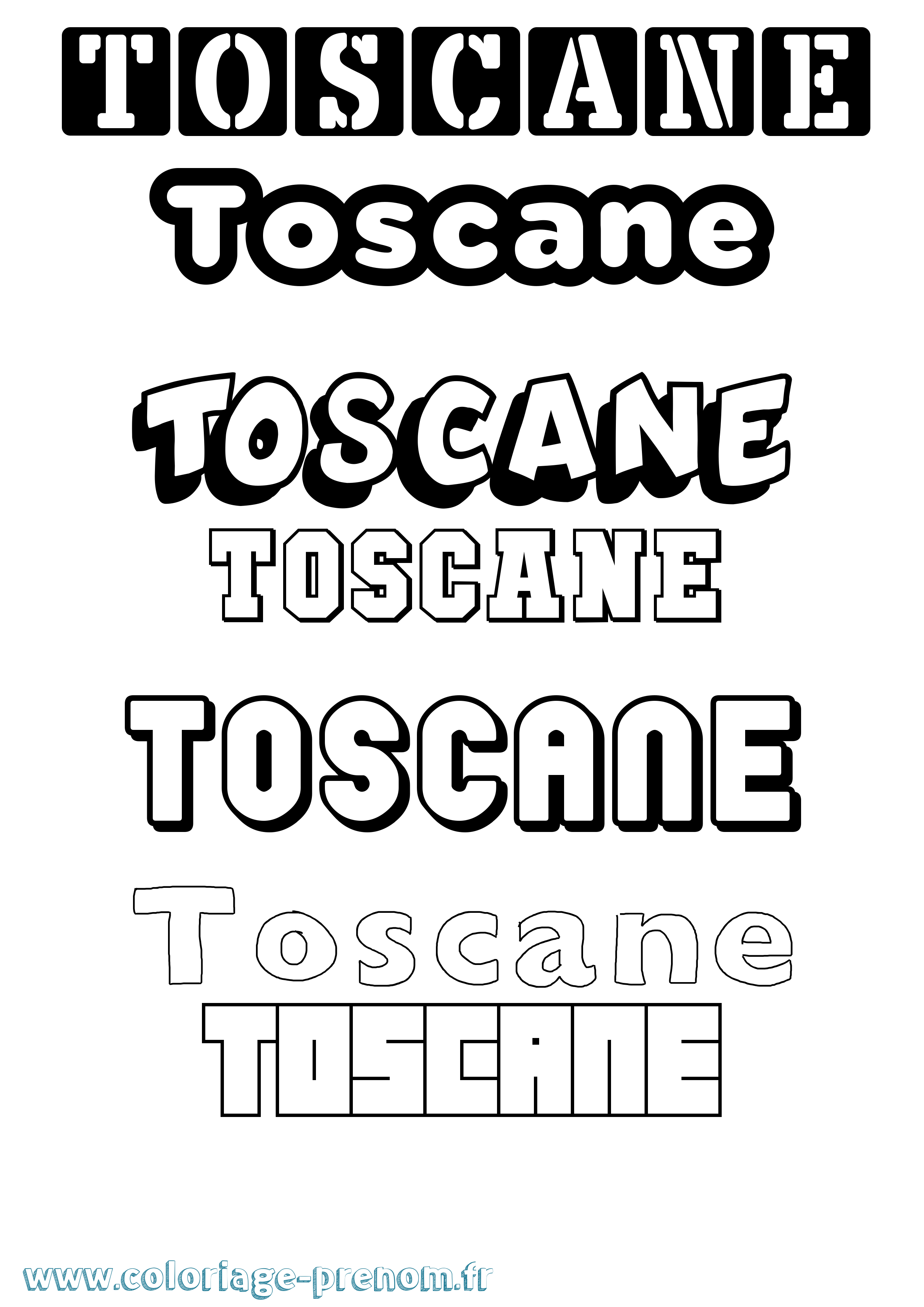 Coloriage prénom Toscane Simple