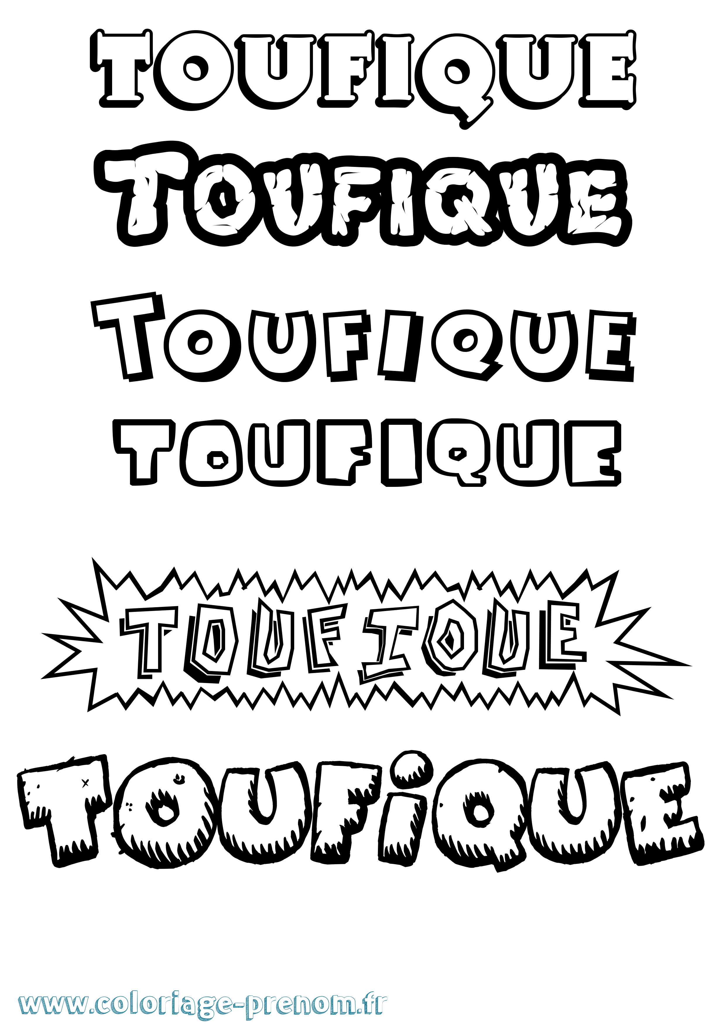 Coloriage prénom Toufique Dessin Animé