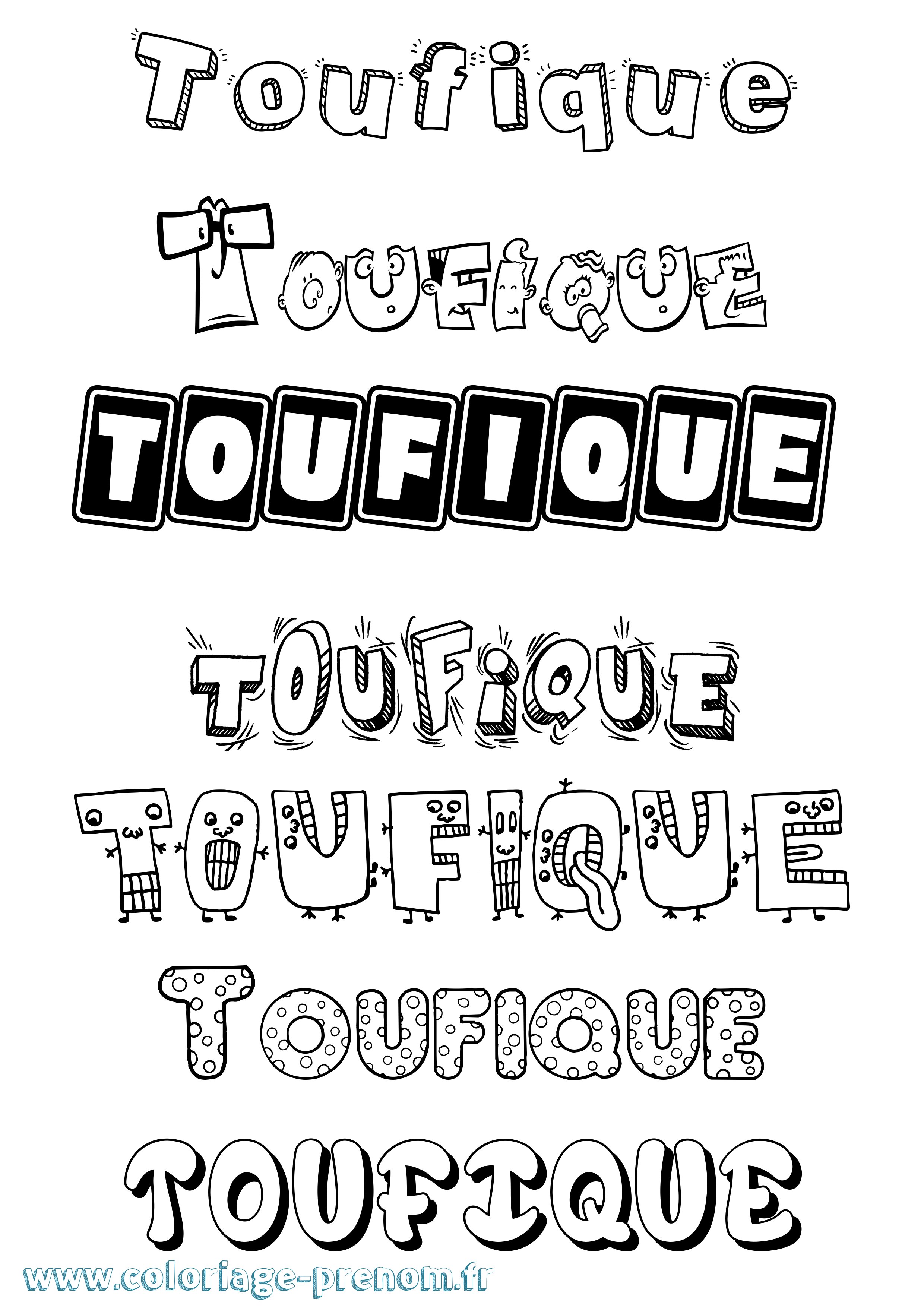 Coloriage prénom Toufique Fun