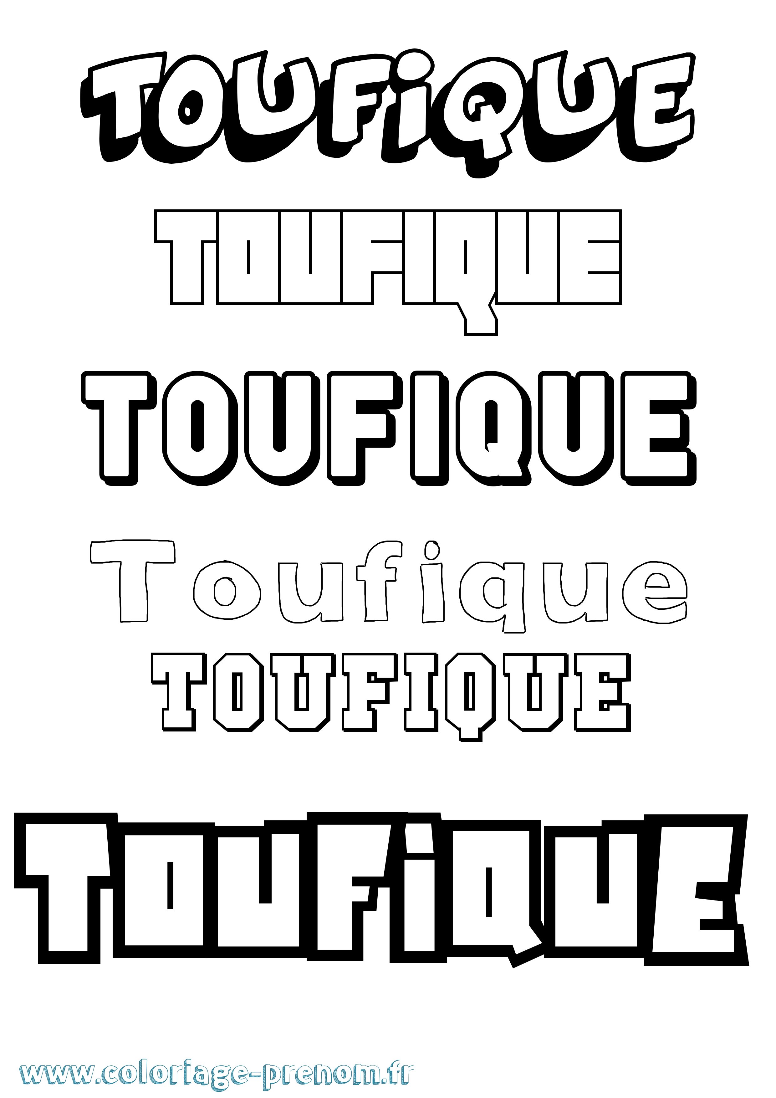 Coloriage prénom Toufique Simple