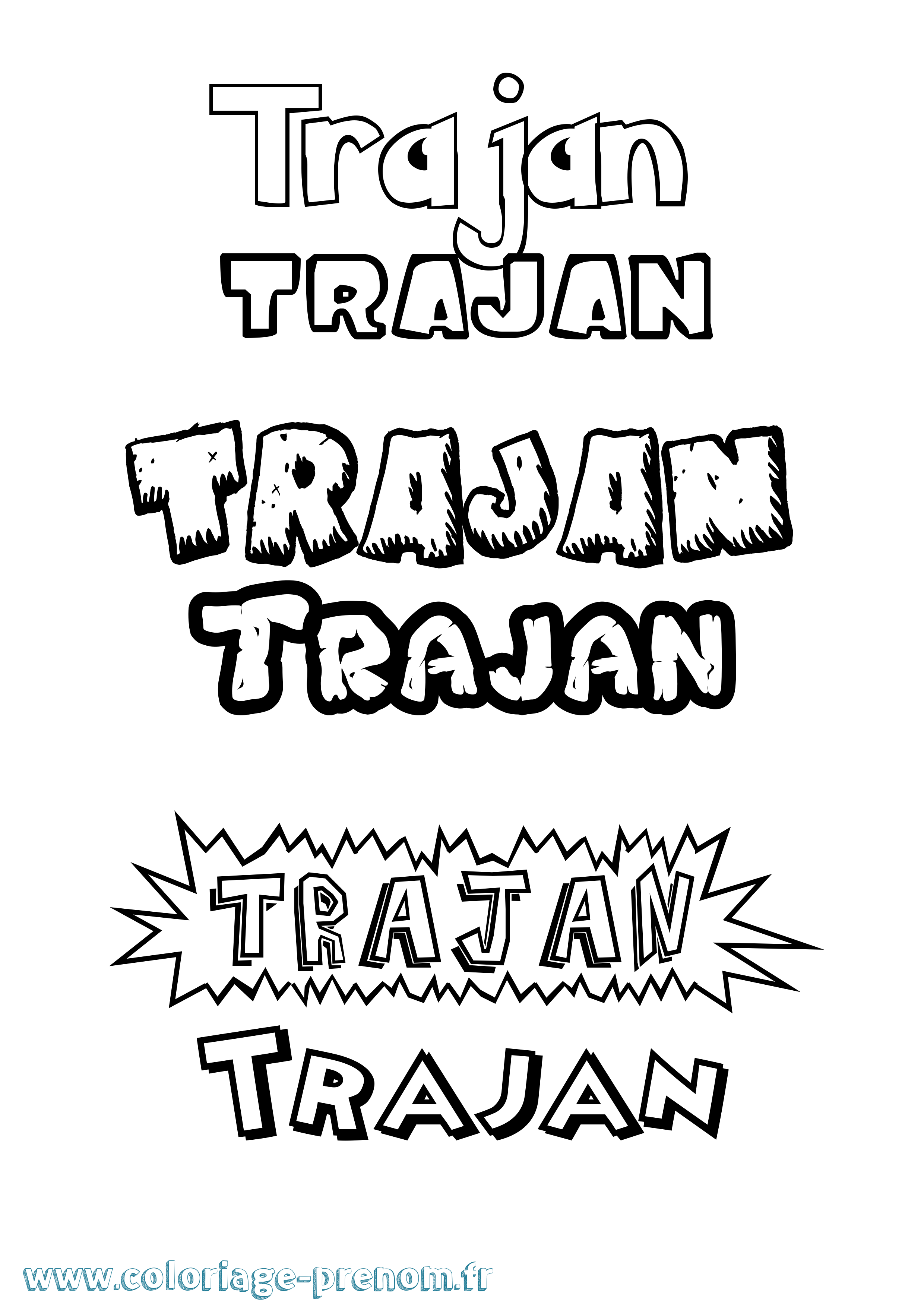 Coloriage Trajan Dessin Animé Coloriage prénom Trajan Dessin Animé