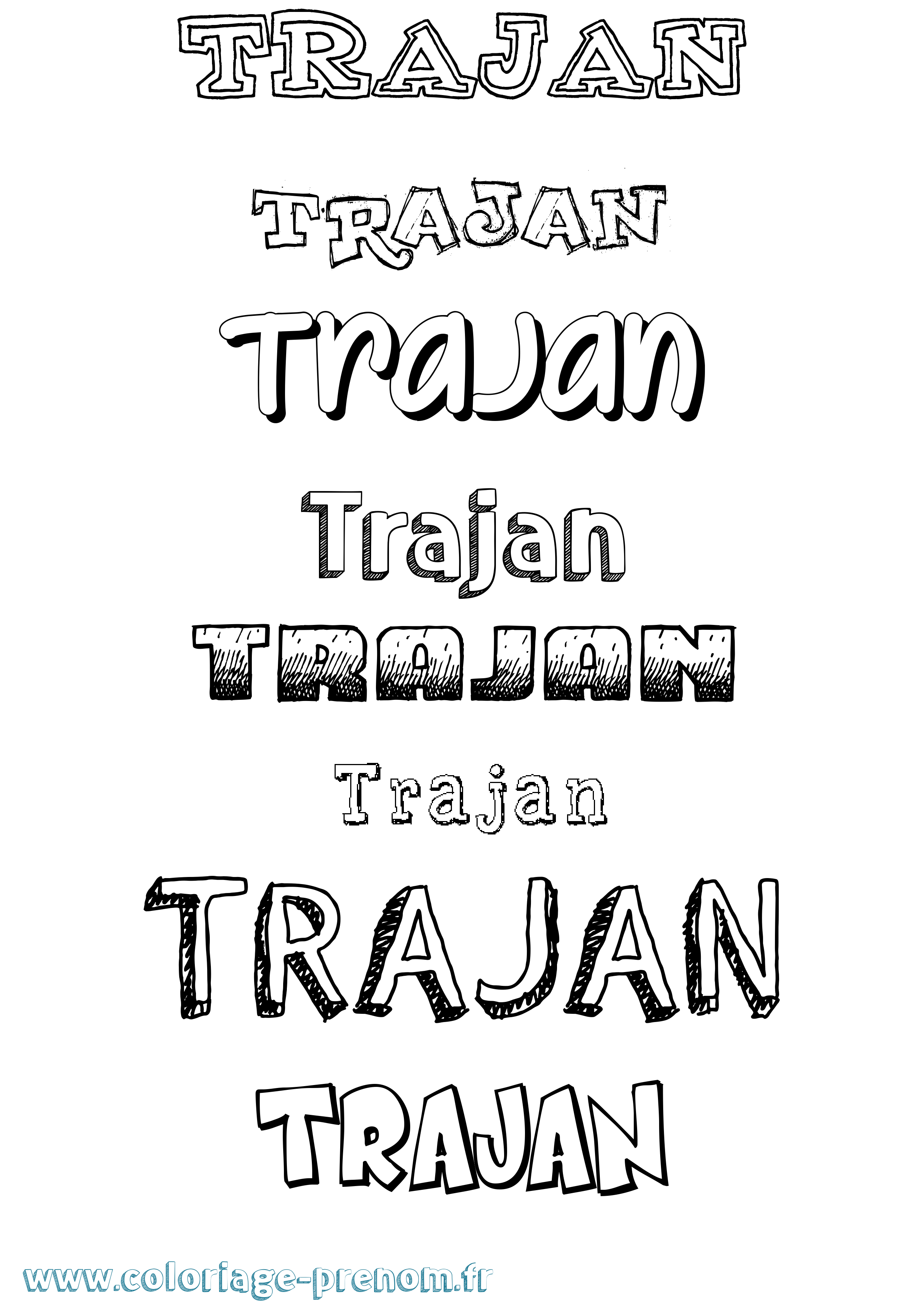Coloriage Trajan Dessiné Coloriage prénom Trajan Dessiné
